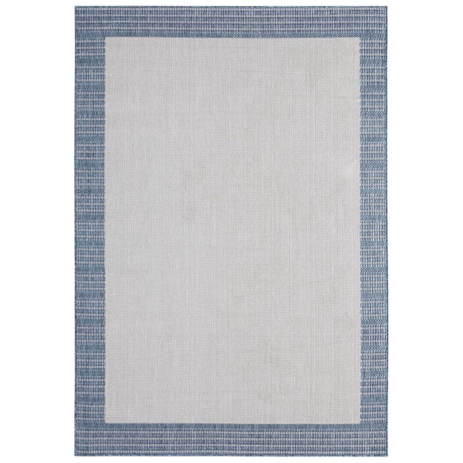 5'2" x 7'2" New York Patio Country Landry Indoor/Outdoor Rug Gray/Blue - Nicole Miller: UV & Weather-Resistant
