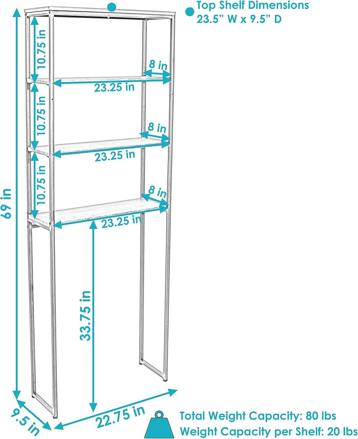 Oak Gray 4-Tier Over-the-Toilet Storage Shelf