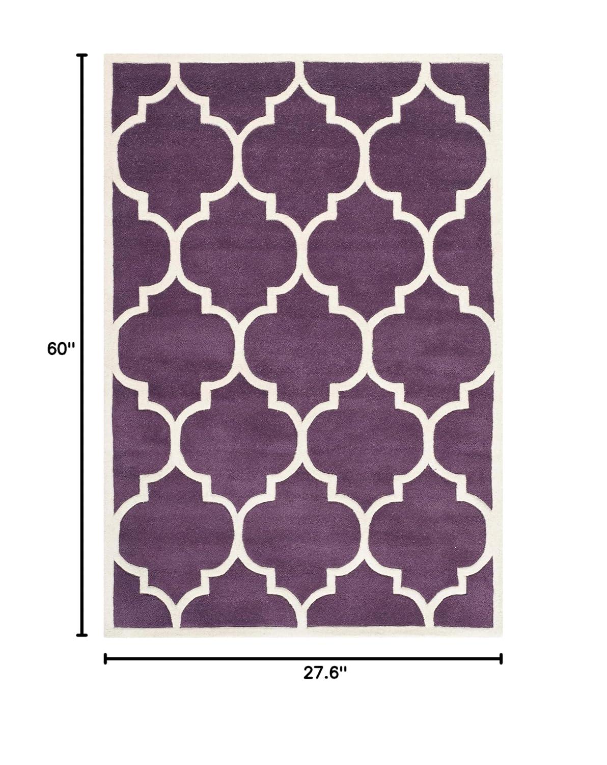 SAFAVIEH Chatham Gavin Geometric Wool Runner Rug, Purple/Ivory, 2'3" x 5'