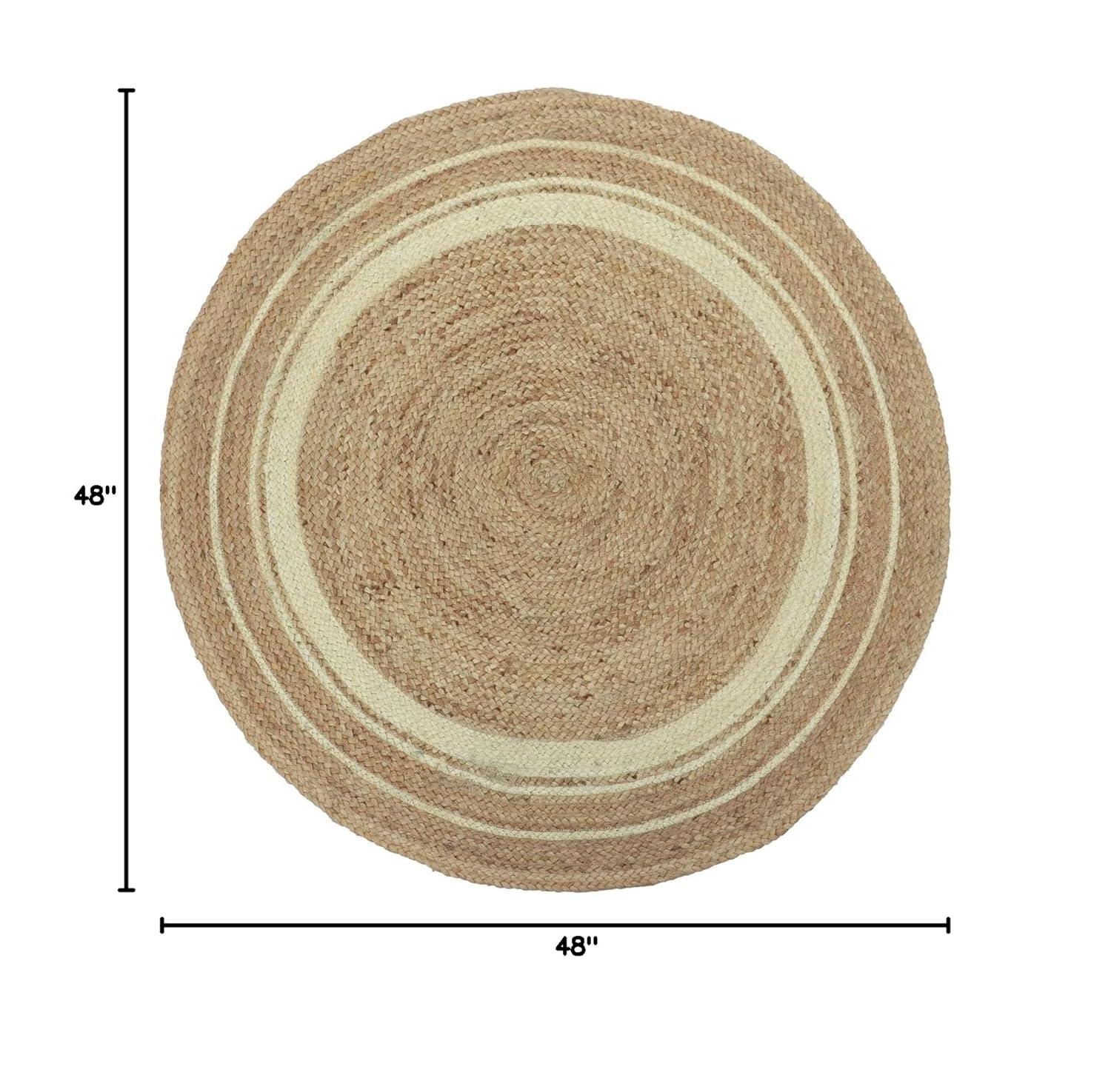Nuloom Rikki Coastal Braided Jute Area Rug, Round 4', Off White