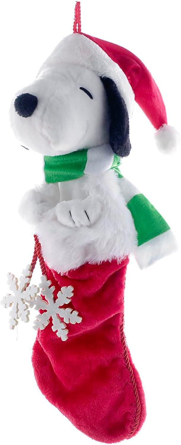 Kurt Adler 21-Inch Snoopy Plush Head Stocking with Snowflake Dangles