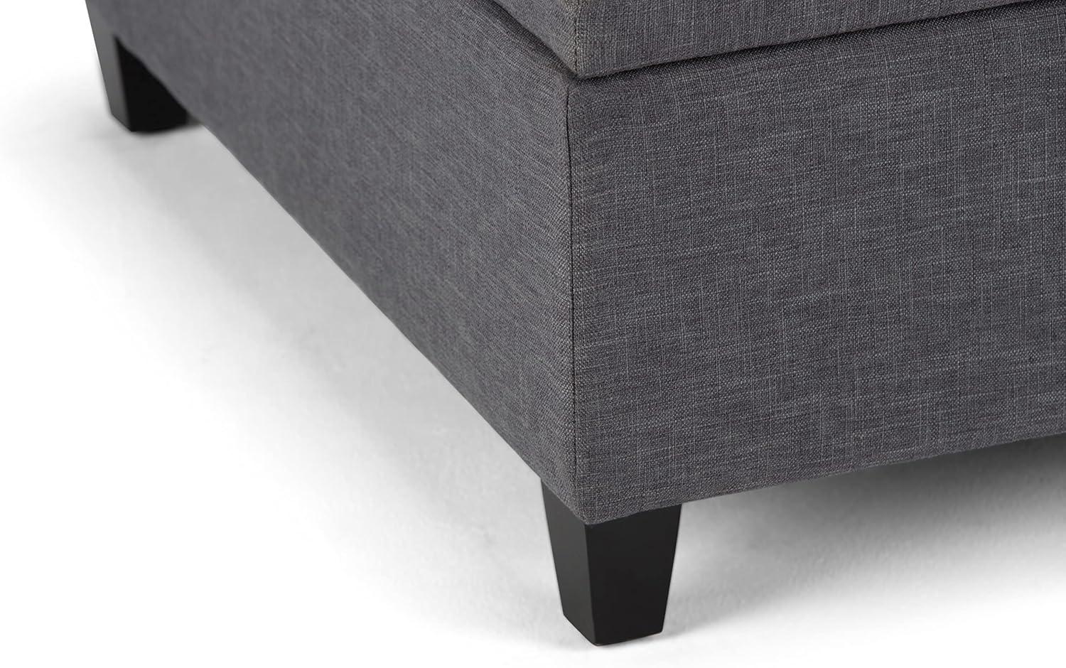 Simpli Home Ellis 36"W Upholstered Square Coffee Table Storage Ottoman with Split Lift Top