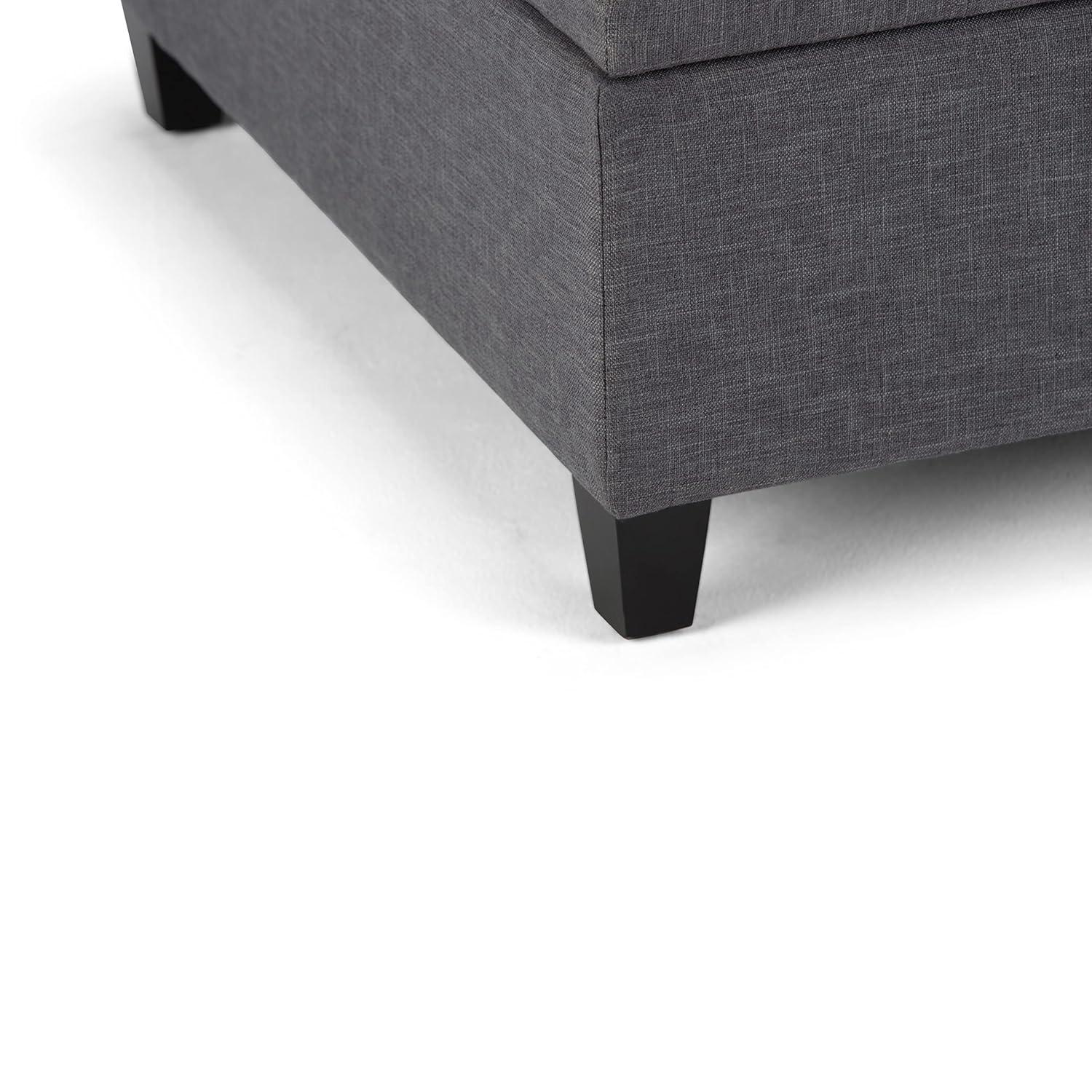 Simpli Home Ellis 36"W Upholstered Square Coffee Table Storage Ottoman with Split Lift Top
