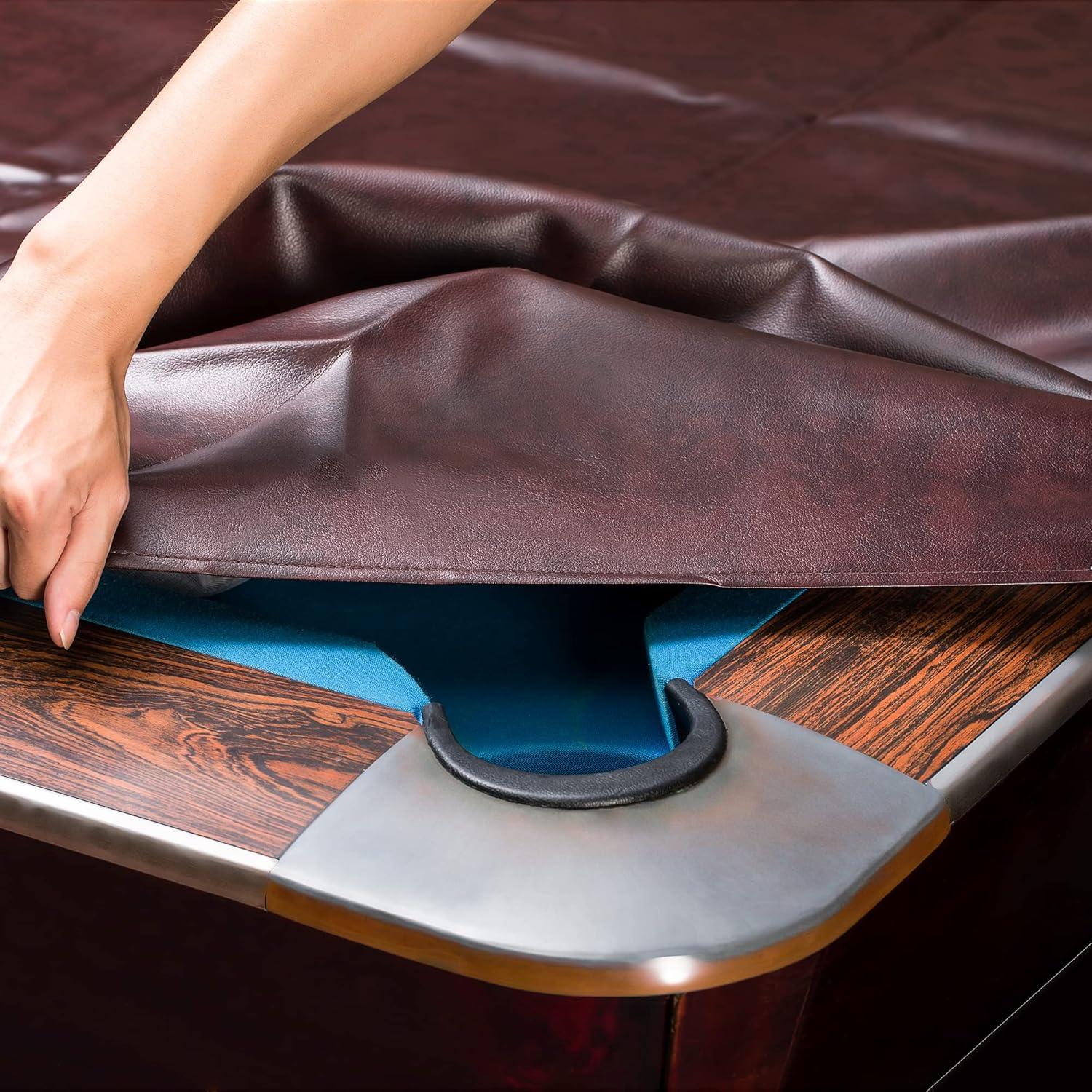 GSE Games & Sports Expert GSE 9' Brown leatheretteette Pool Table Cover, Tearproof Heavy-Duty Billiard Table Cover