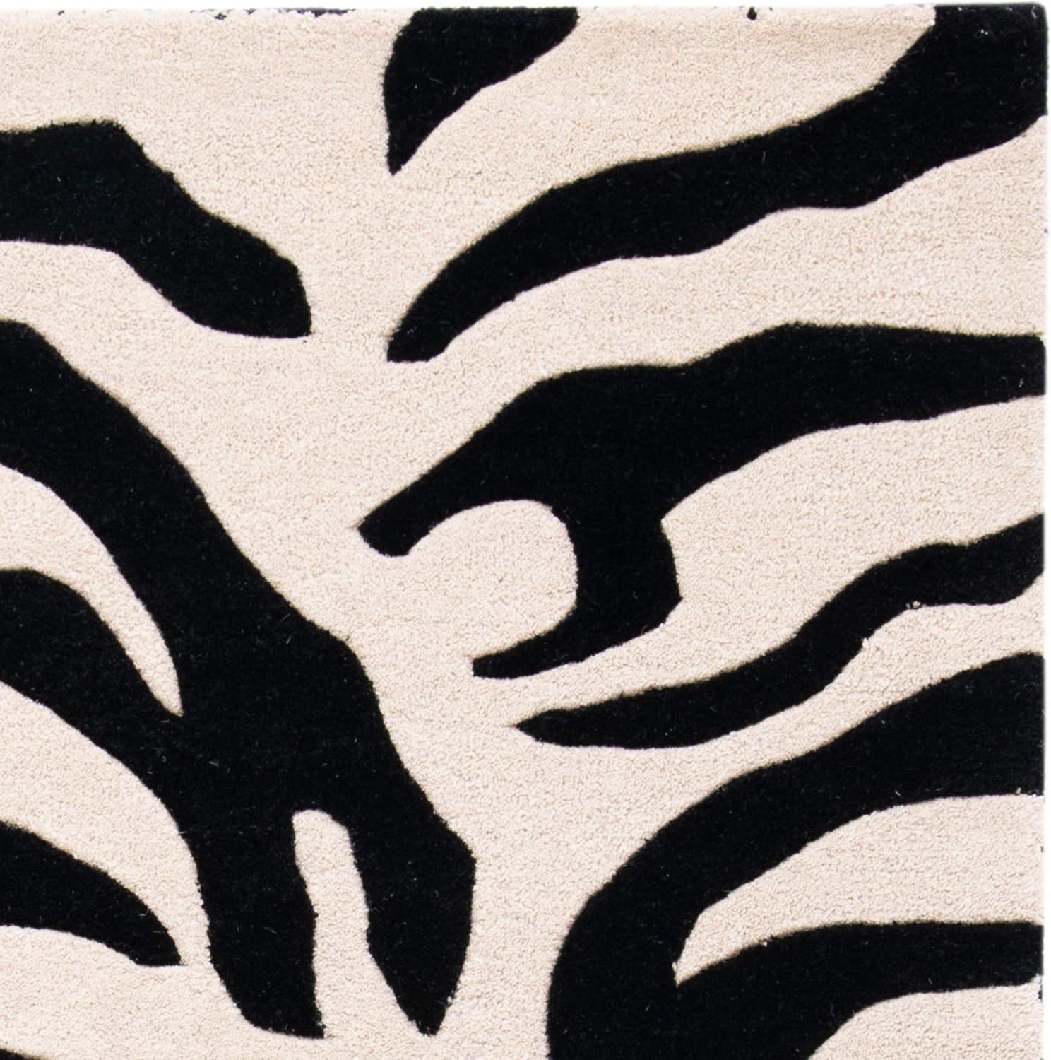 SAFAVIEH Soho Frazier Zebra Striped Wool Area Rug, Beige/Black, 2' x 3'