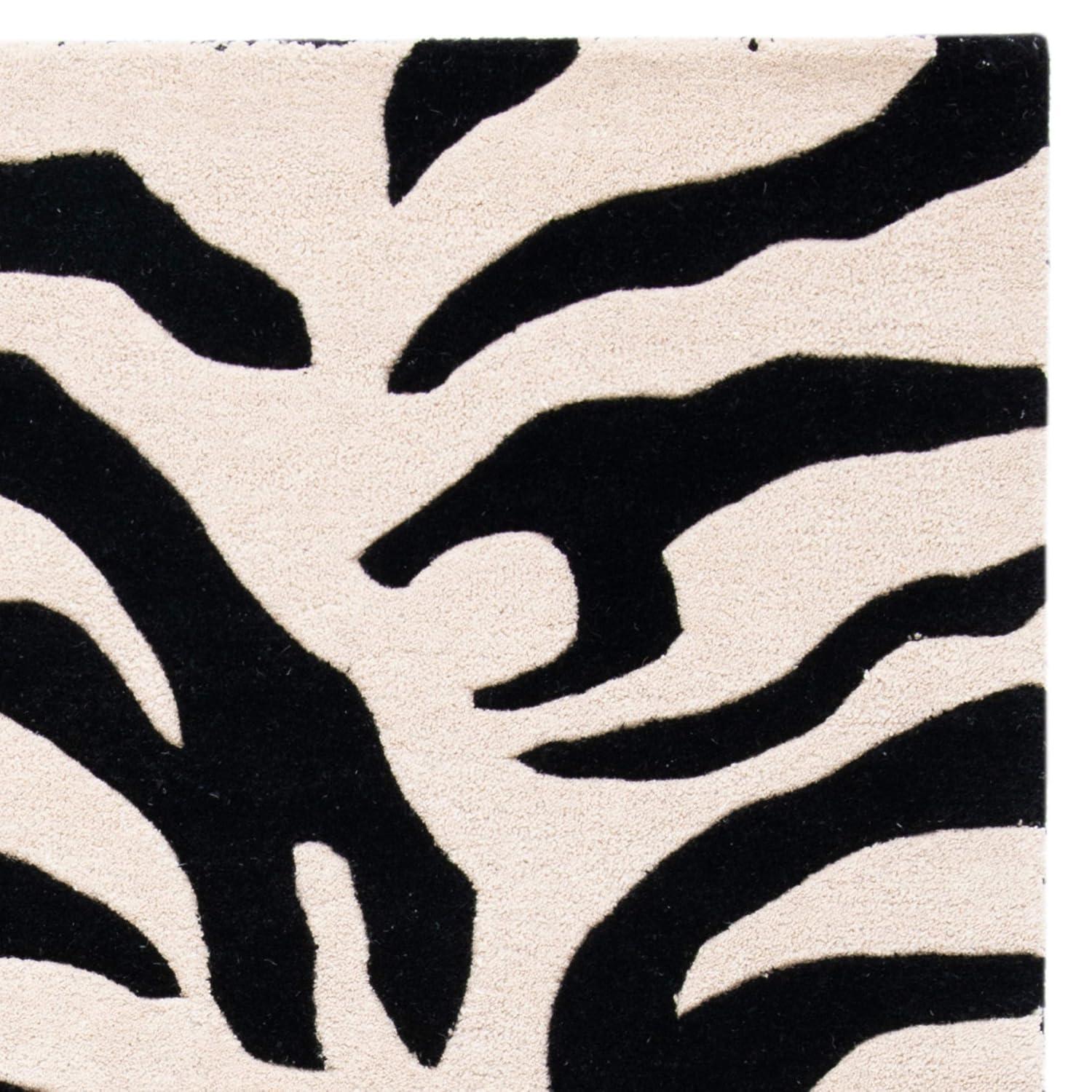 SAFAVIEH Soho Frazier Zebra Striped Wool Area Rug, Beige/Black, 2' x 3'
