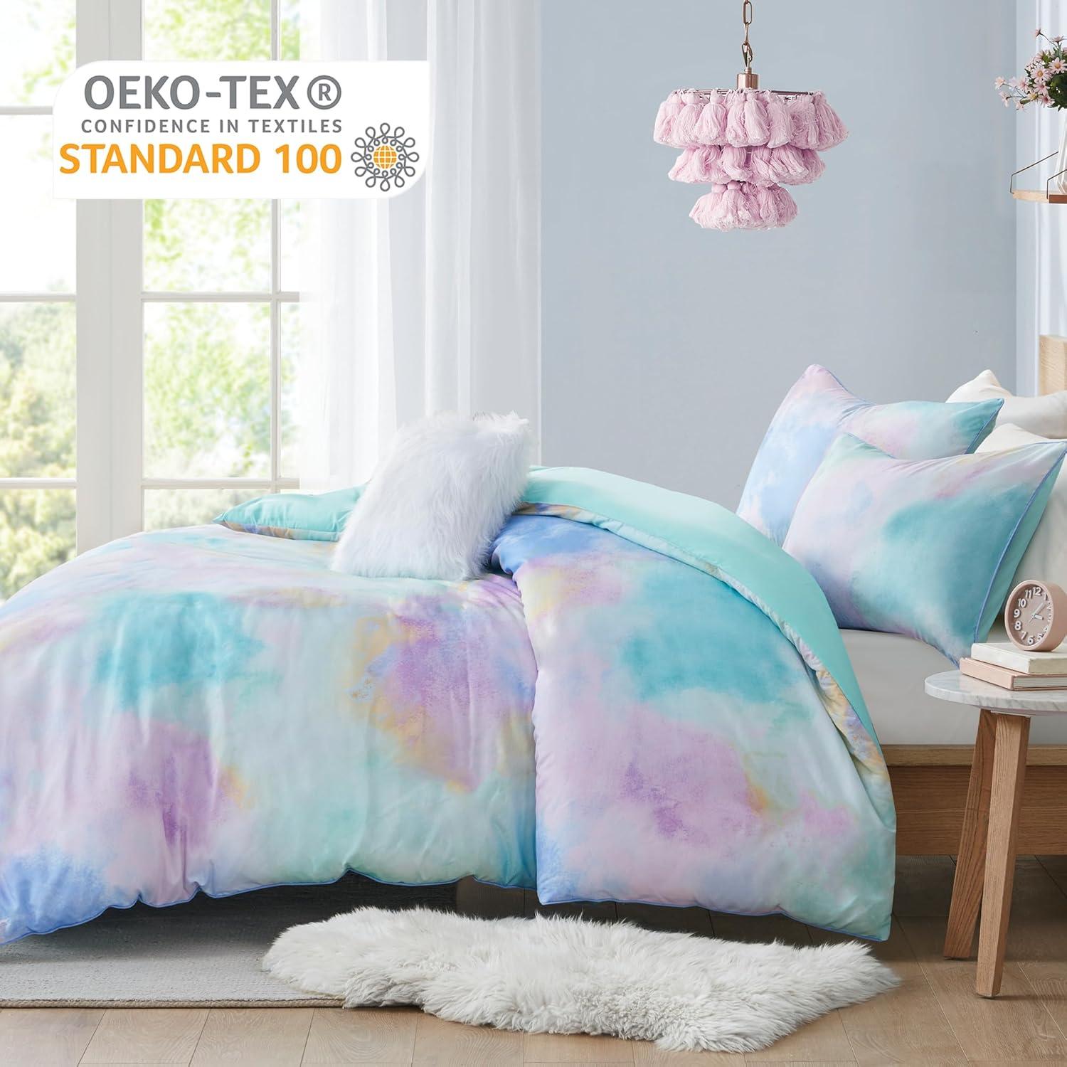 Cassiopeia Watercolor Tie Dye Printed Duvet Cover Set with Throw Pillow