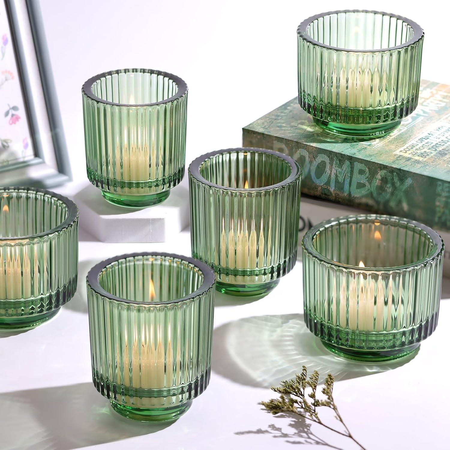 Ribbed Glass Votive Candle Holder (Set of 6)