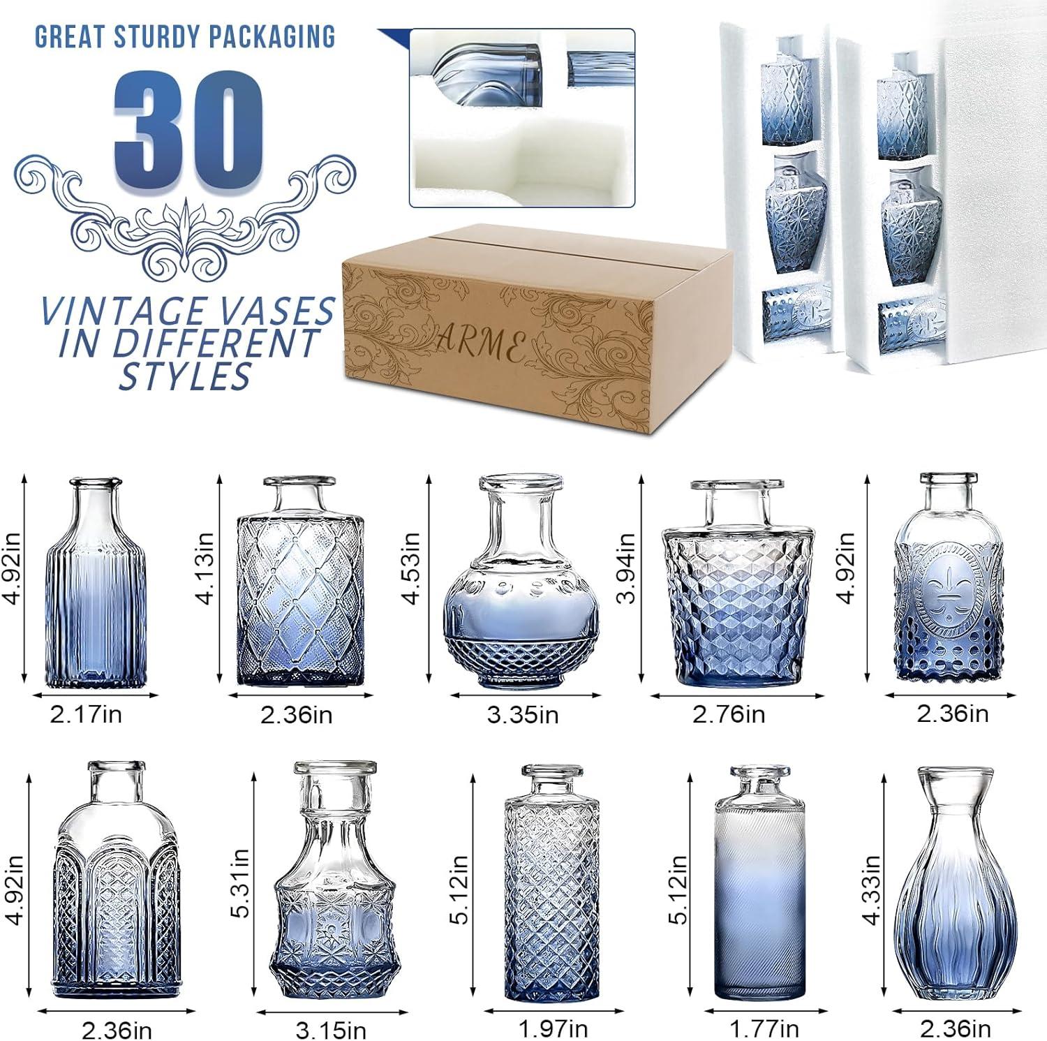 Bud Vases Set of 12, Small Glass Vases for Centerpieces, Small Flower Vases for Centerpieces, Vintage Mini Vase, Clear Bud Vase for Wedding Table Decor