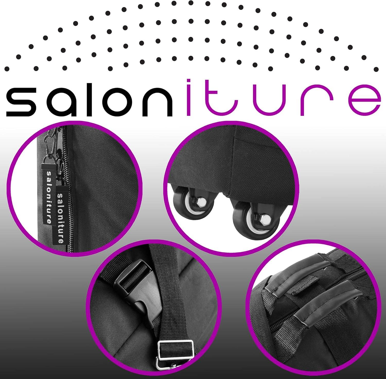 Saloniture Professional Universal Carry Case for Massage Table with Wheels - Black