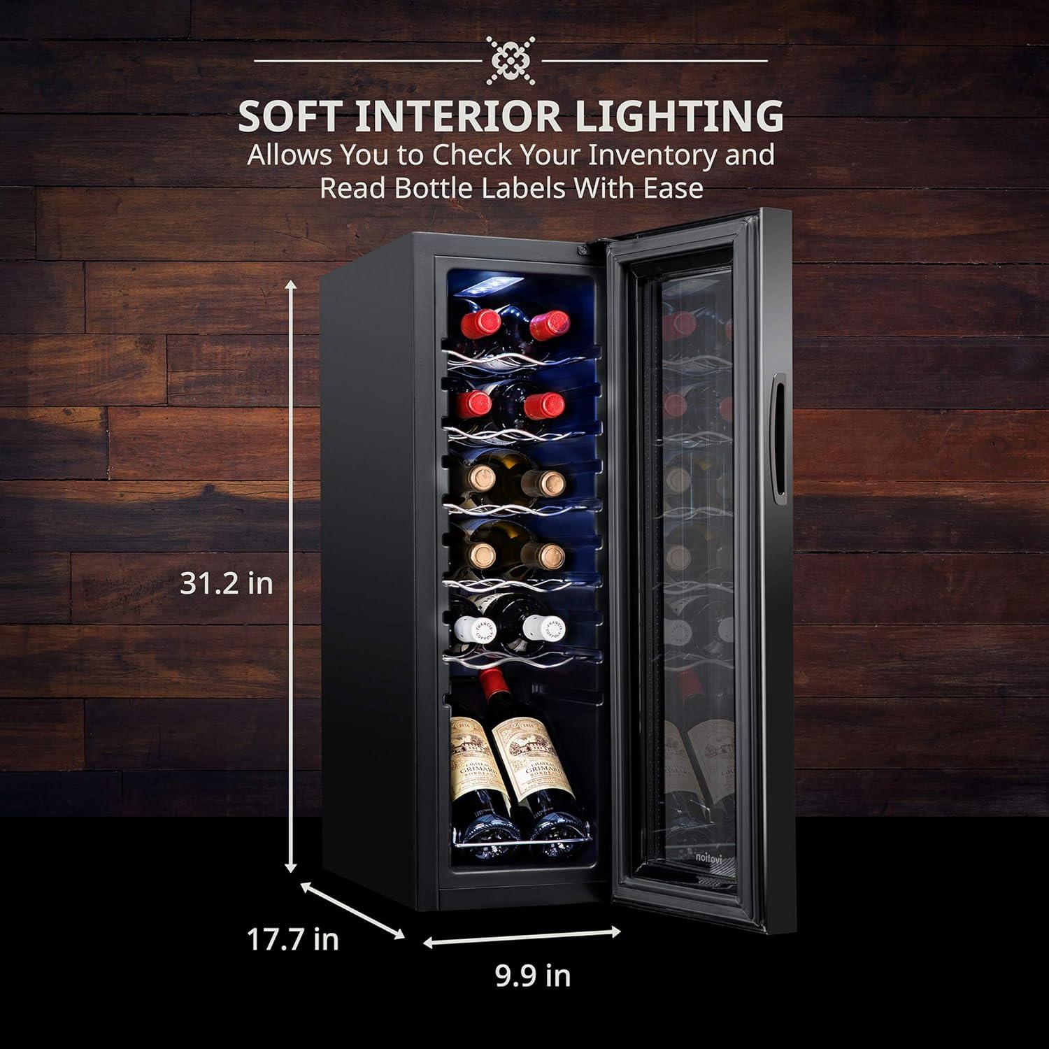 Ivation 12 Bottle Wine Cooler Fridge, Compressor Refrigerator W/Lock