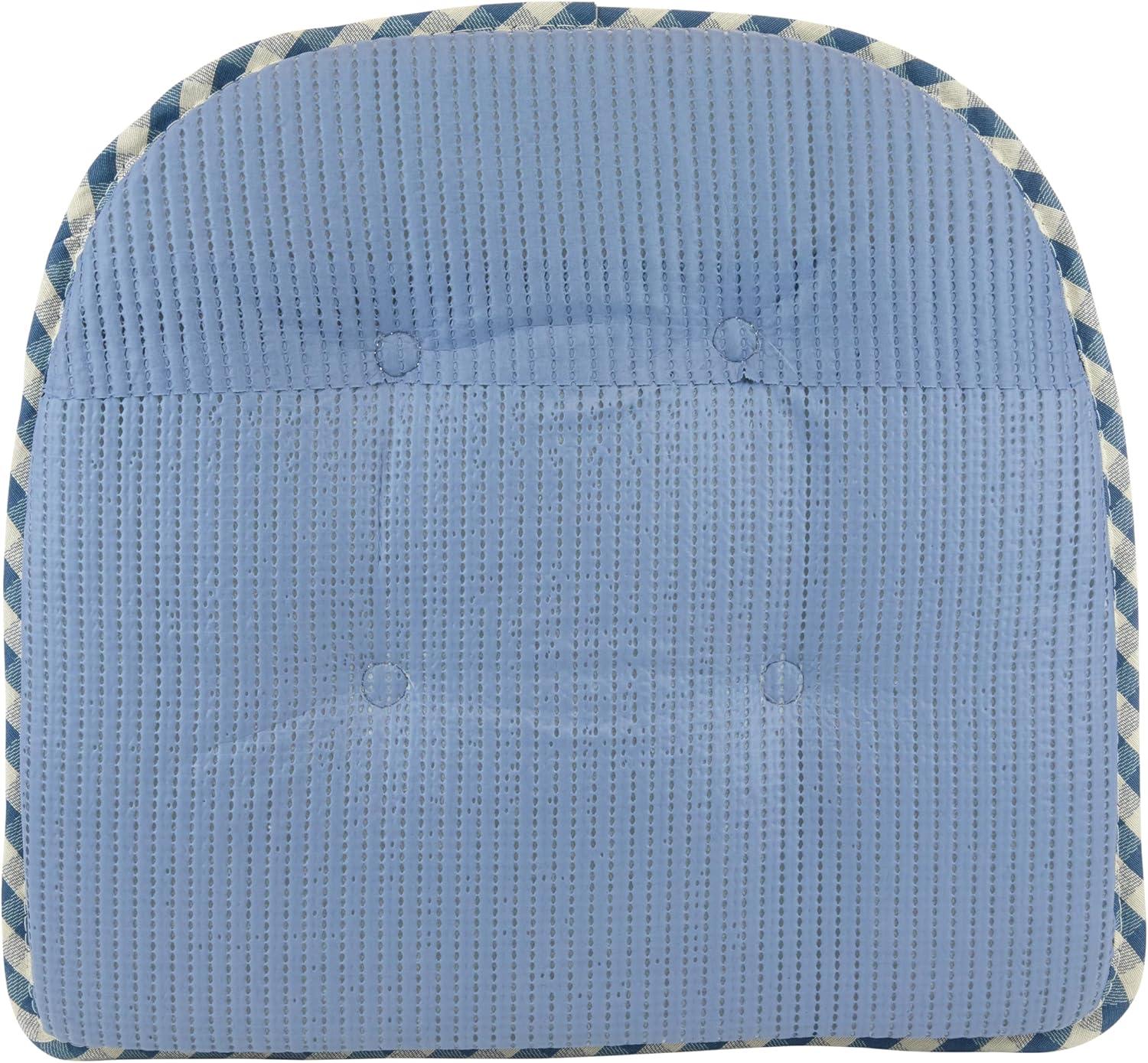 Non-Slip Tufted Chair Cushions for Dining Room, Kitchen and Office Use, U-Shaped Skid-Proof Seat Pad, 15x16 Inches, 6 Pack, Gingham Blue