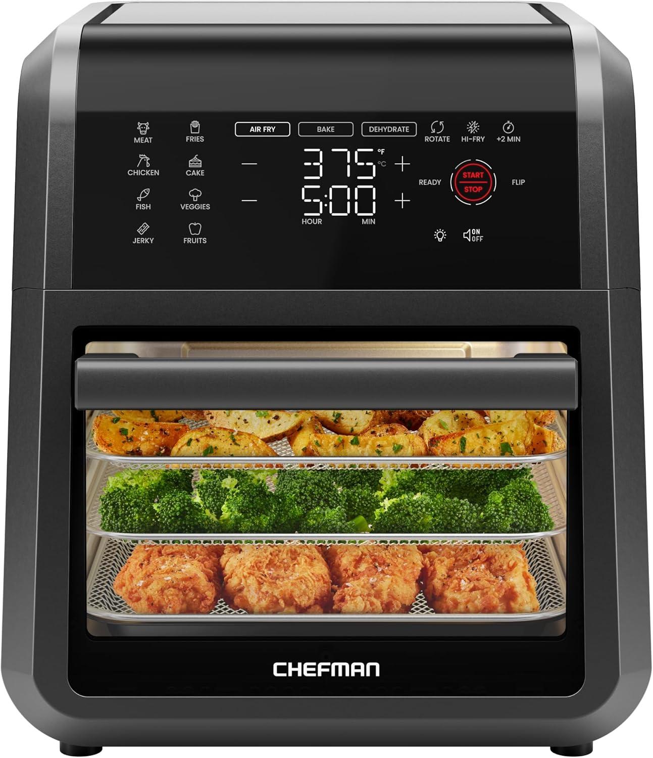 Chefman 6-in-1 Multifunctional Air Fryer Oven w/ 12 Qt Capacity, Digital Touchscreen - Black