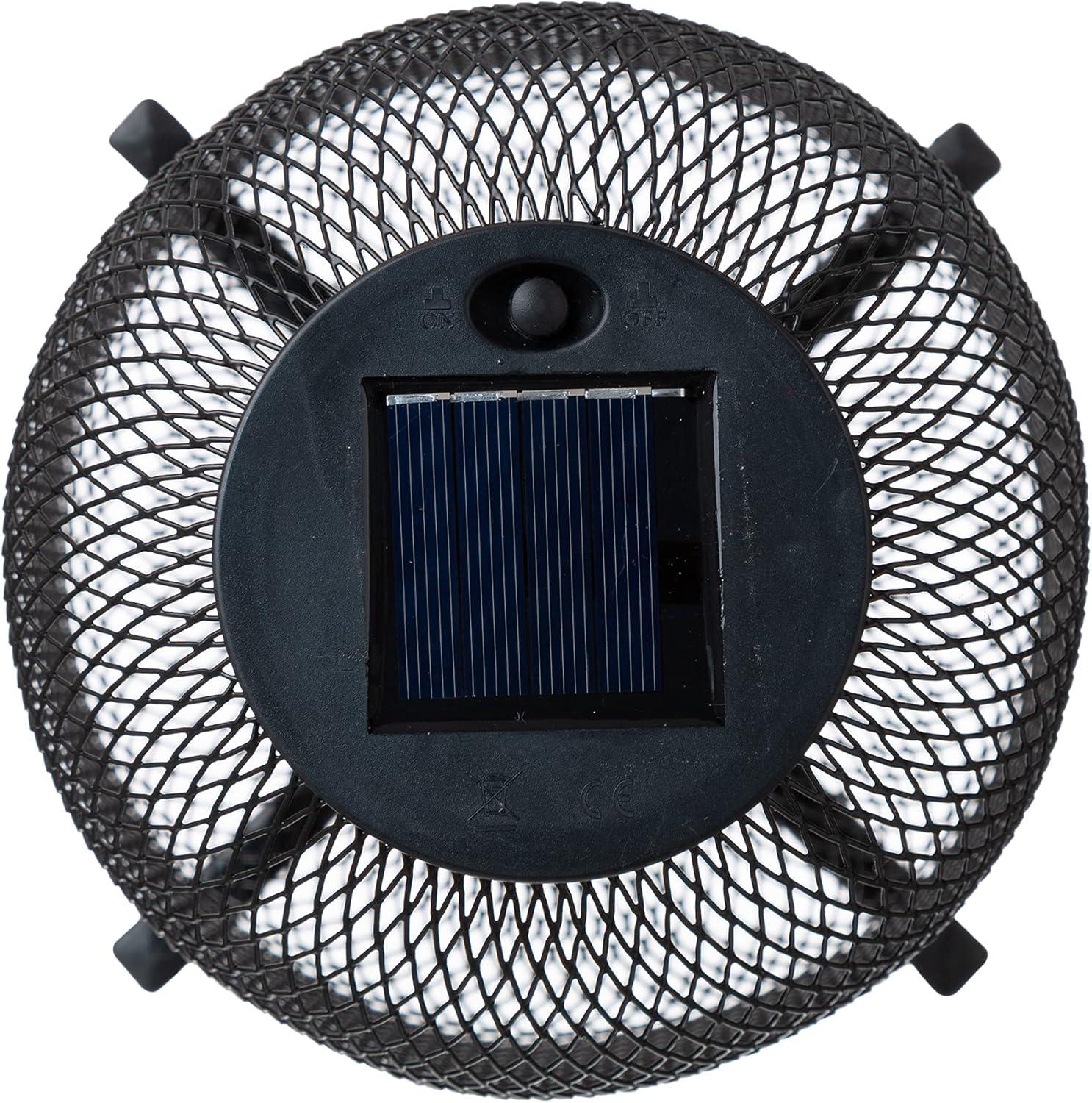 14.25"H Metal Mesh Solar Powered Outdoor Lantern With Stand