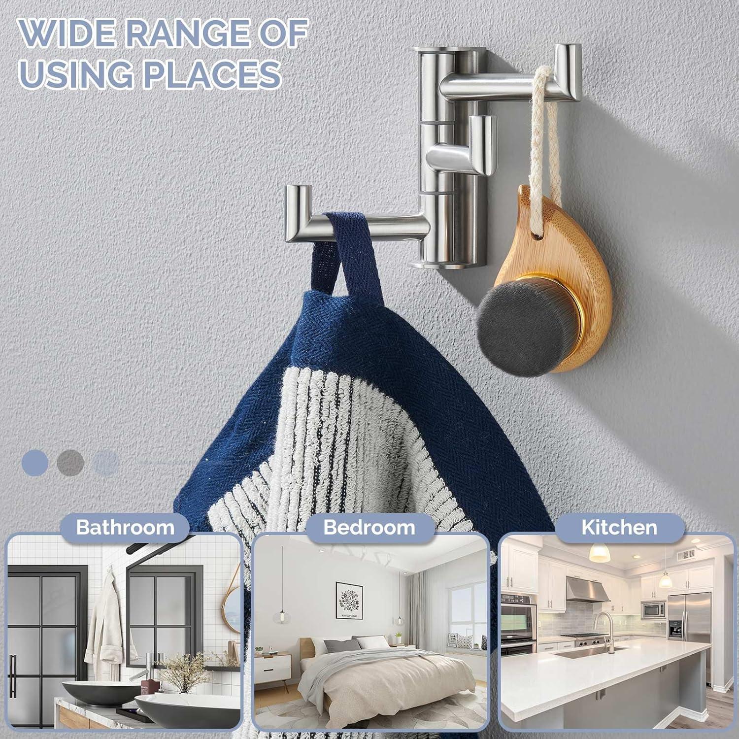 Wall Mounted Stainless Steel Triple SwivelTowel Hook