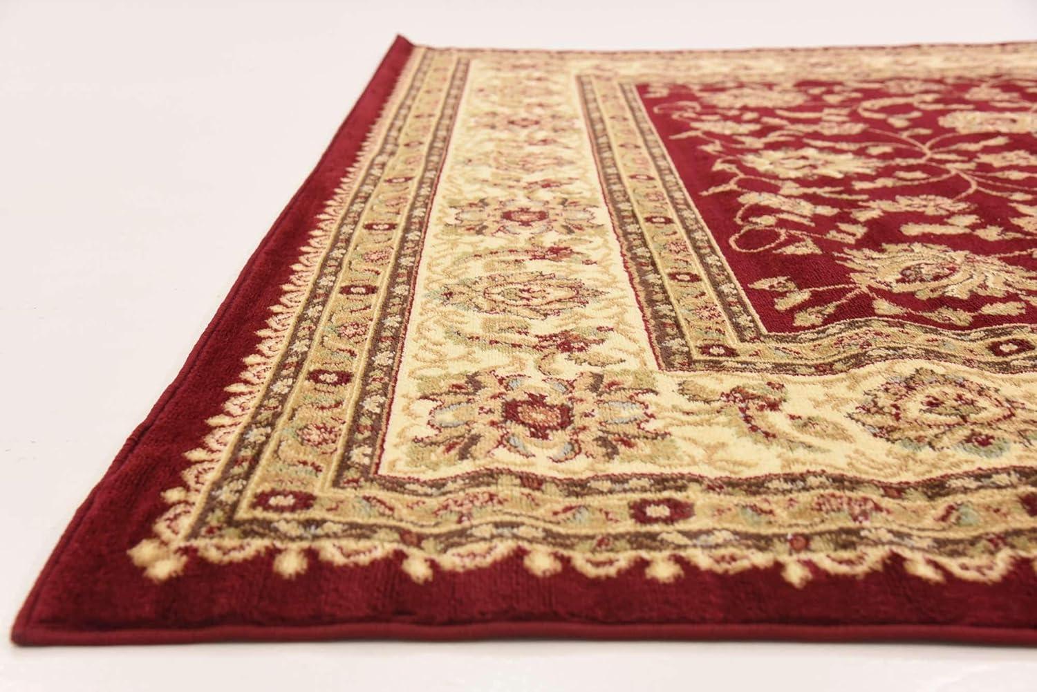 Elegant Red Square Synthetic Floral 8' Indoor Area Rug