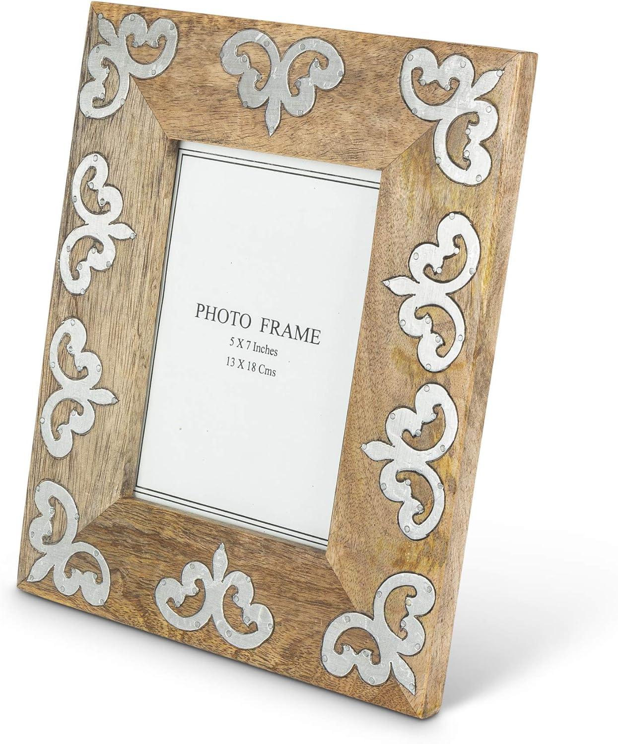 5x7 Mango Wood Frame with Metal Inlay