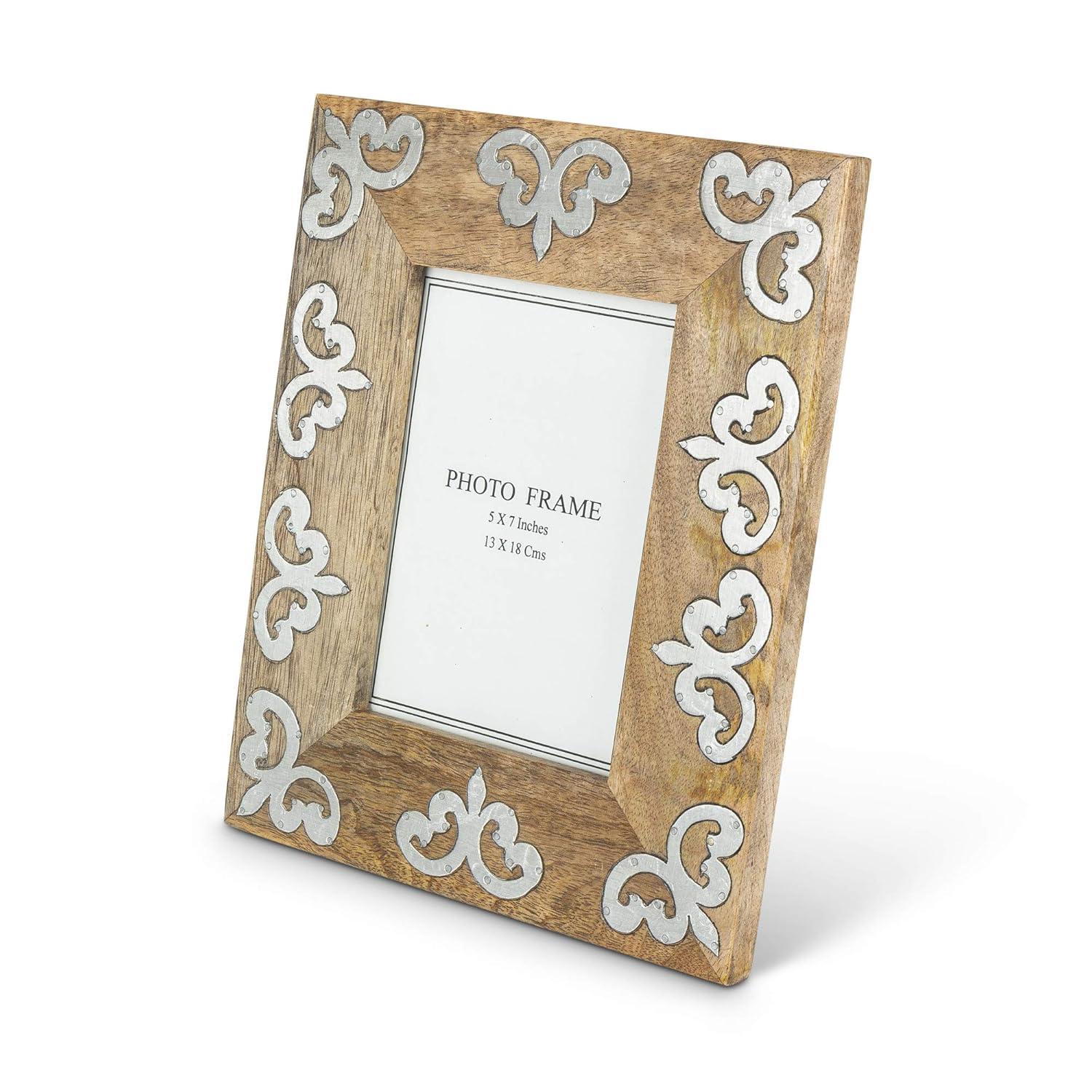 5x7 Mango Wood Frame with Metal Inlay