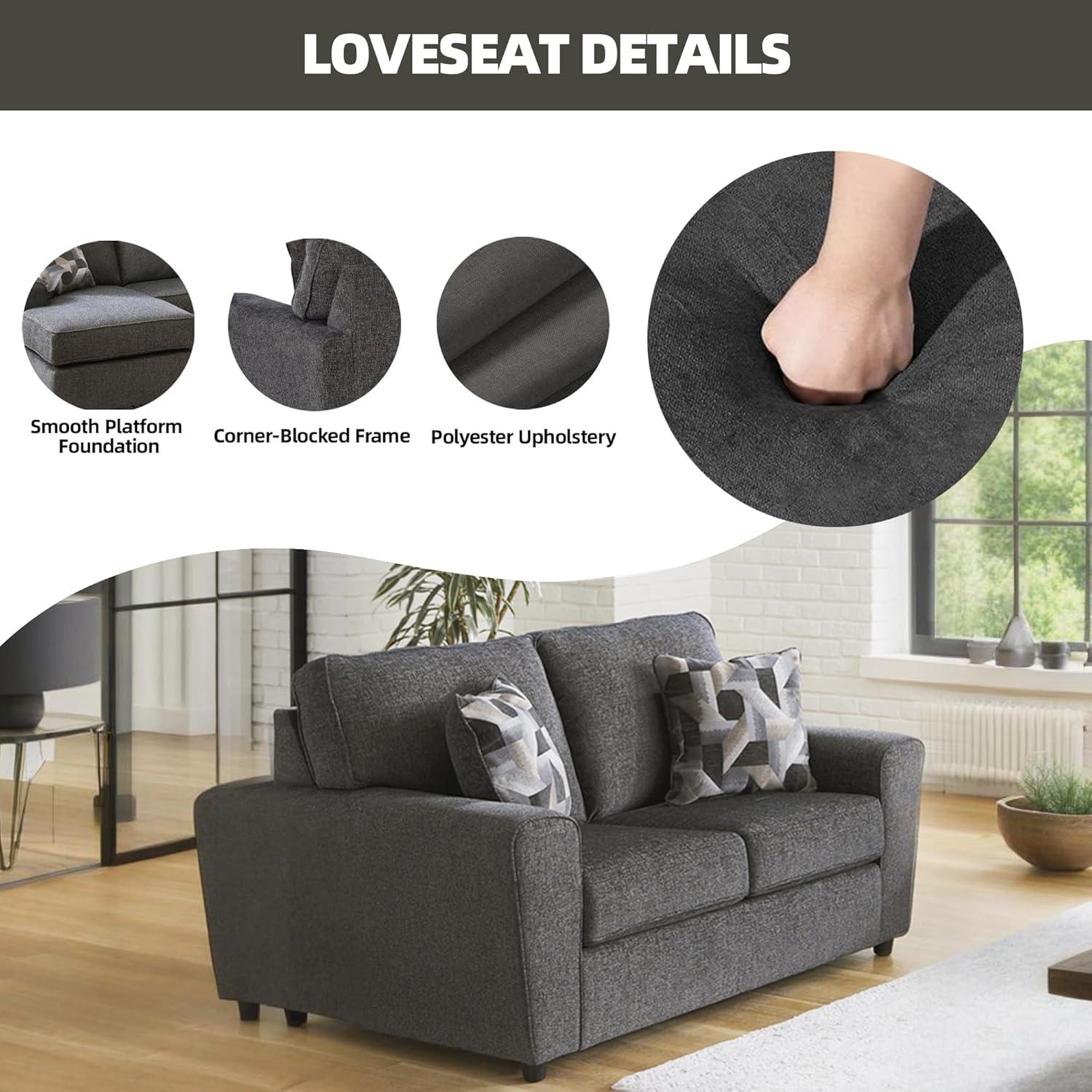 Signature Design by Ashley Cascilla Contemporary Fabric & Wood Loveseat in Gray