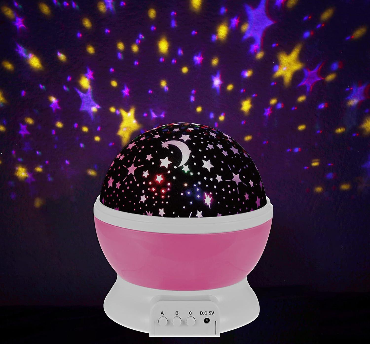 Gabba Goods, Baby Nightlight, Night Light, Nursery, Moon Star Projector 360 Degree Rotation, 4 LED Bulbs 6 Light Modes Changing with USB Cable, Unique Gifts for Men Women Kids Best Baby Gifts