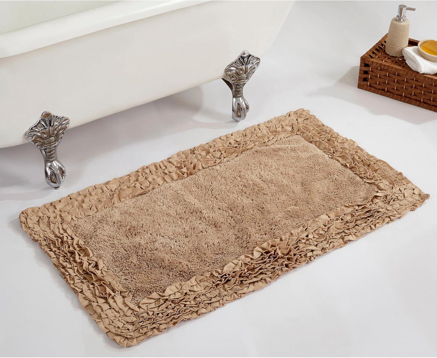 Better Trends Shaggy Boader 100% Cotton Tufted Non- Slip Backing Bath Rug 24" x 40" Rectangle - Beige