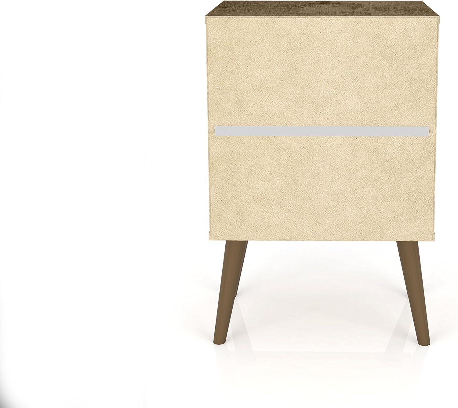 Liberty 1.0 Mid Century Modern Nightstand Rustic Brown/White - Manhattan Comfort