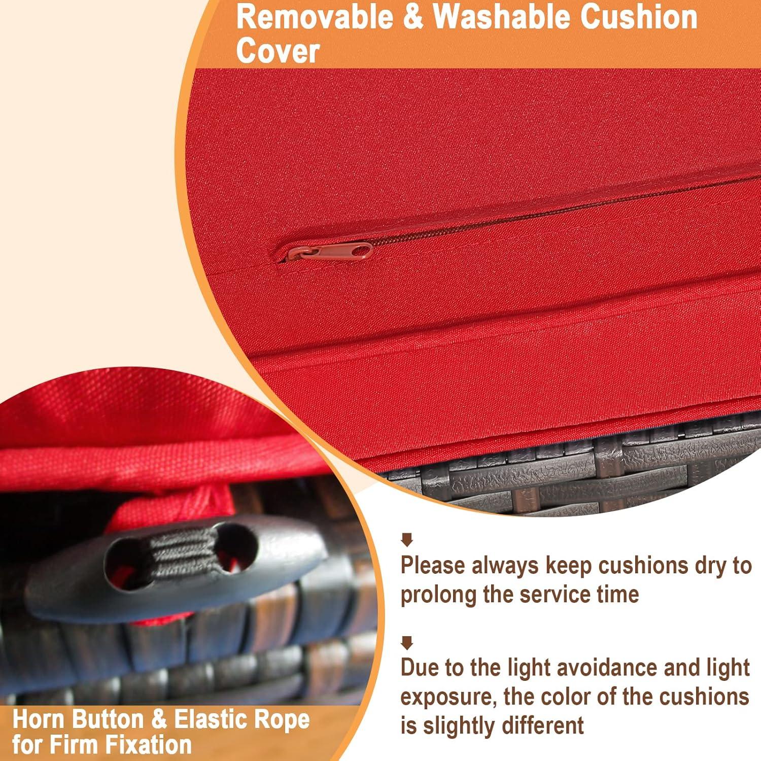 Latitude Run® 2-Pieces Patio Ottoman Set Outdoor Wicker Stool With Storage