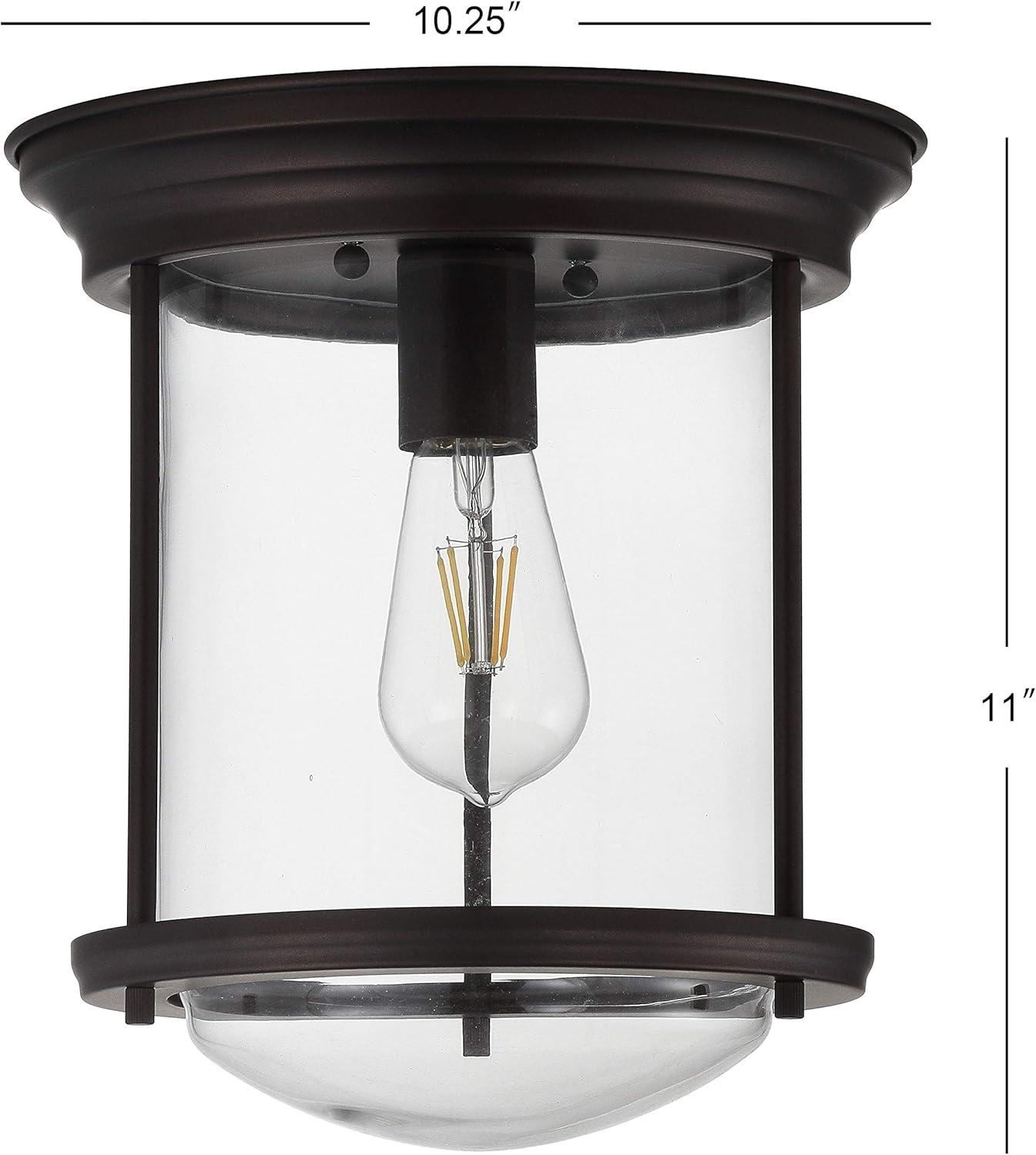 Savannah 10.25" Metal/Glass LED Flush Mount, Oil Rubbed Bronze