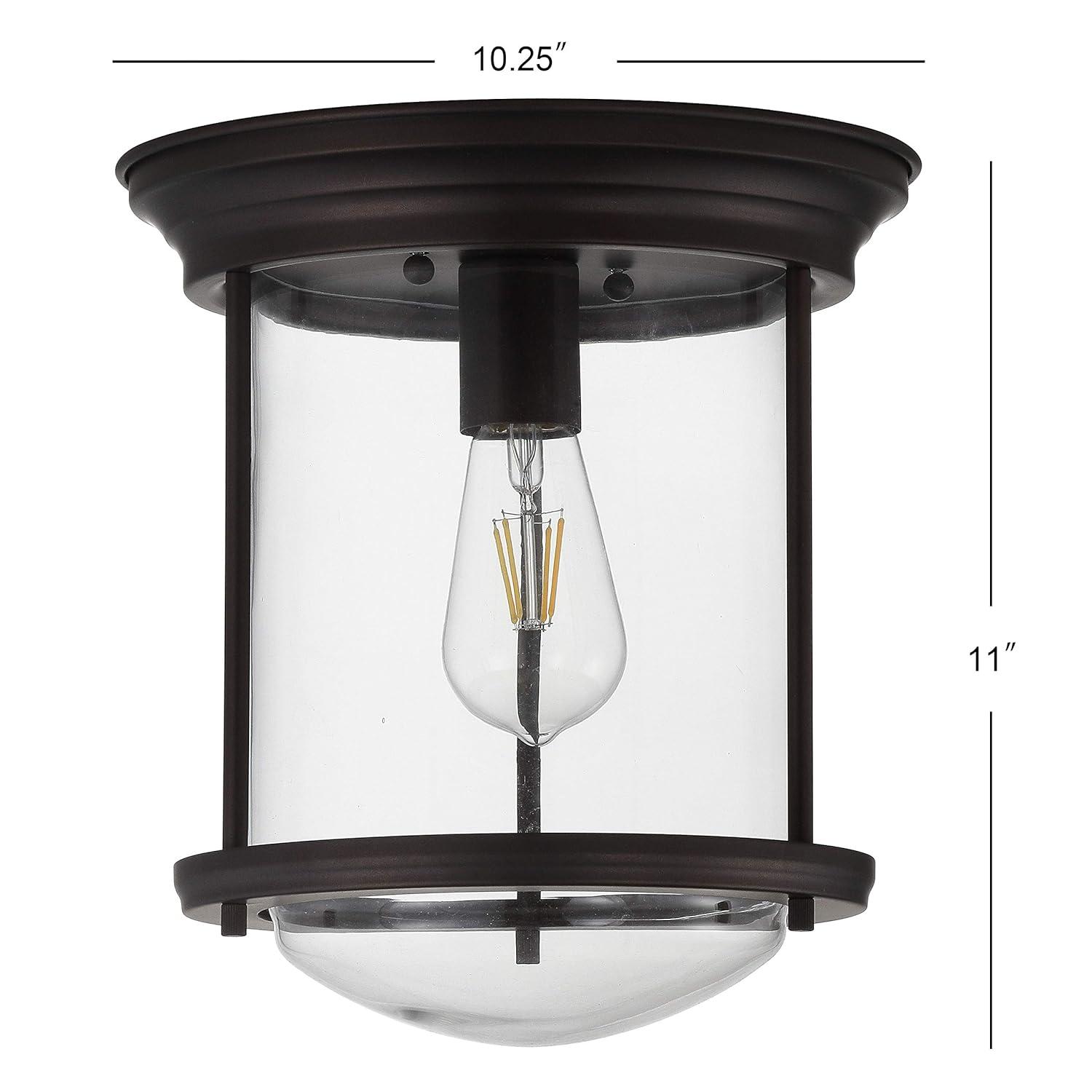 Savannah 10.25" Metal/Glass LED Flush Mount, Oil Rubbed Bronze