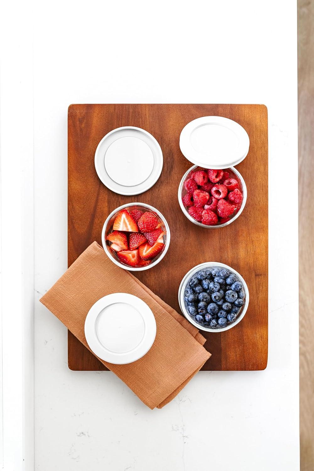 Dura Culina® 8pc 1 Cup Size Glass Food Round Storage Set - White