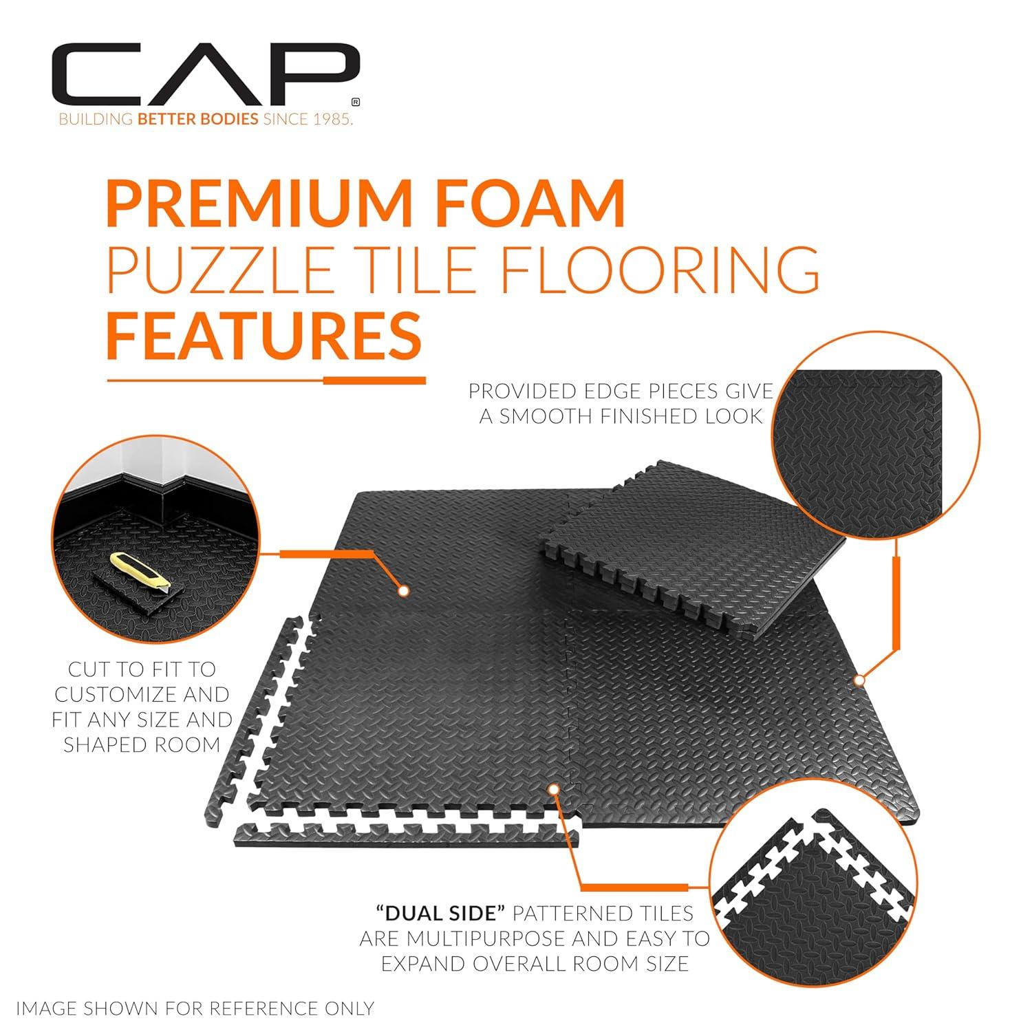 CAP Barbell Exercise Puzzle Mats Packs Tiles 24"x24" x 3/4" | Multiple Options