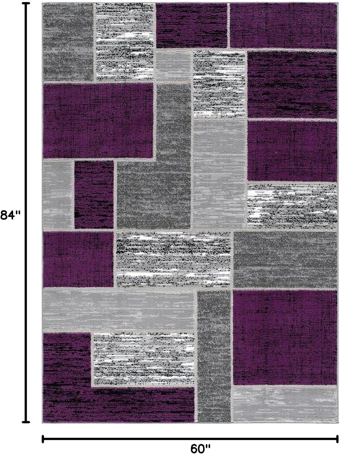 Alfombra Rectangular Geométrica Púrpura Verena de 5' x 7' para Entrada, Sala de Estar, Comedor, etc.