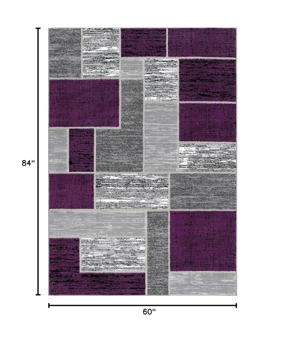 Alfombra Rectangular Geométrica Púrpura Verena de 5' x 7' para Entrada, Sala de Estar, Comedor, etc.