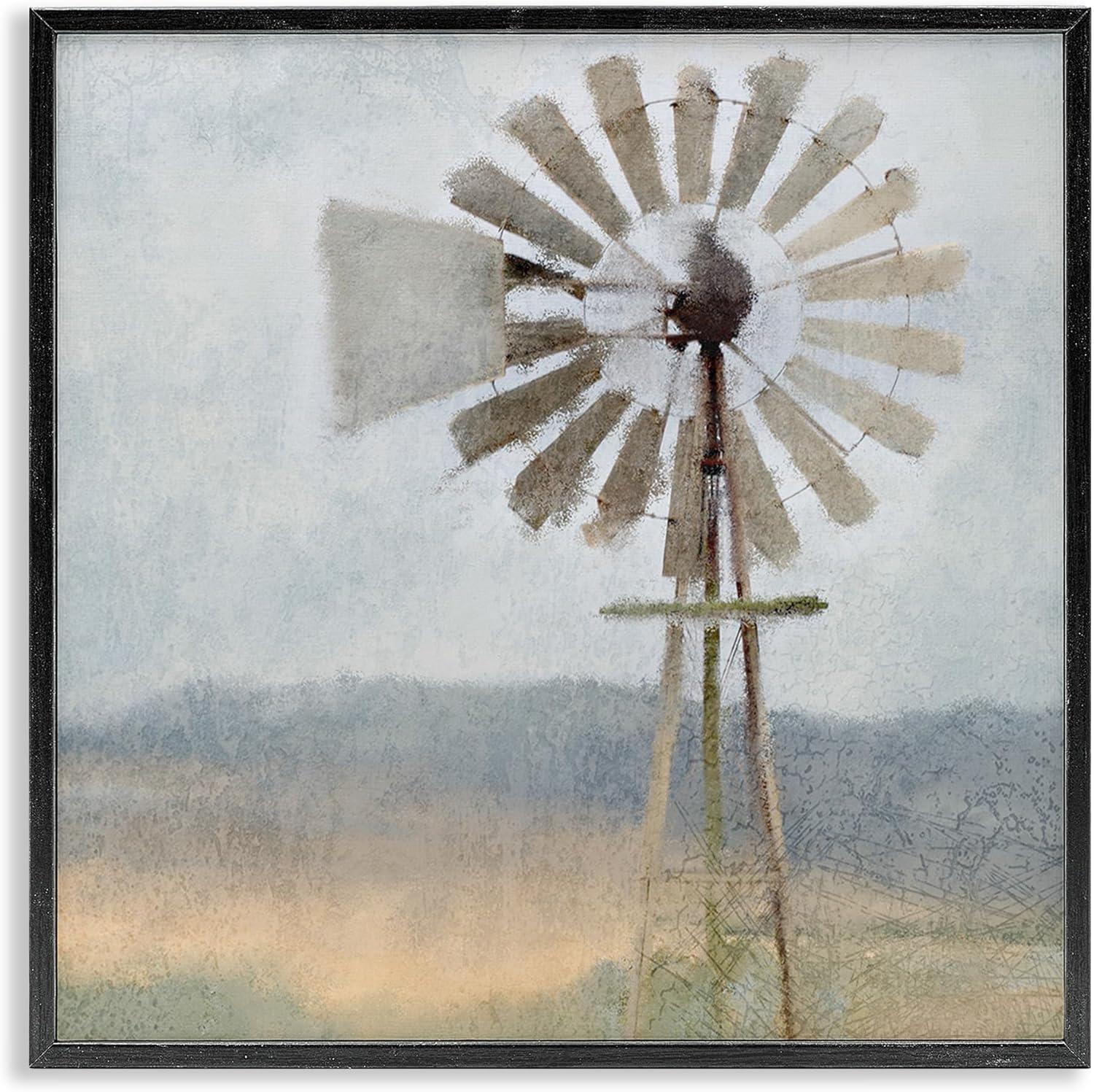 Stupell Industries Neutral Blue Windmill Breeze, 17" x 17"