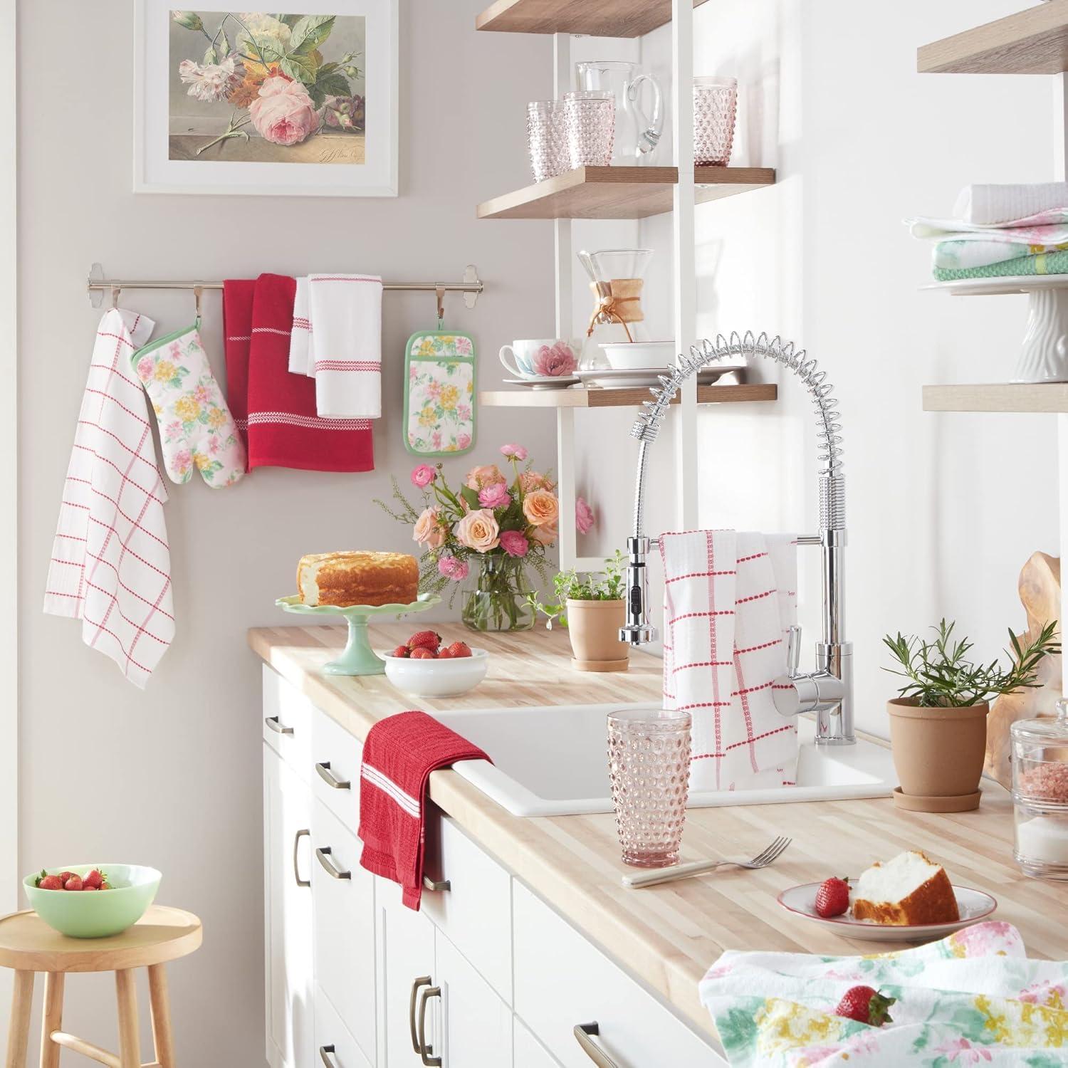 Martha Stewart Martha Stewart Modern Waffle Kitchen Towel Set 6-Pack, Linen, 16"x28" (Set of 6)