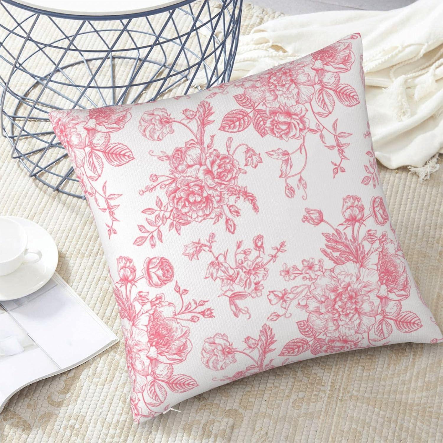 NEUTRALPOSTURE Floral Throw Pillow Covers 18X18 Inches Set Of 2, Decorative Vintage Chinoiserie Flower Pillow Case Farmhouse Cushion Covers For Sofa Bed Couch Living Room