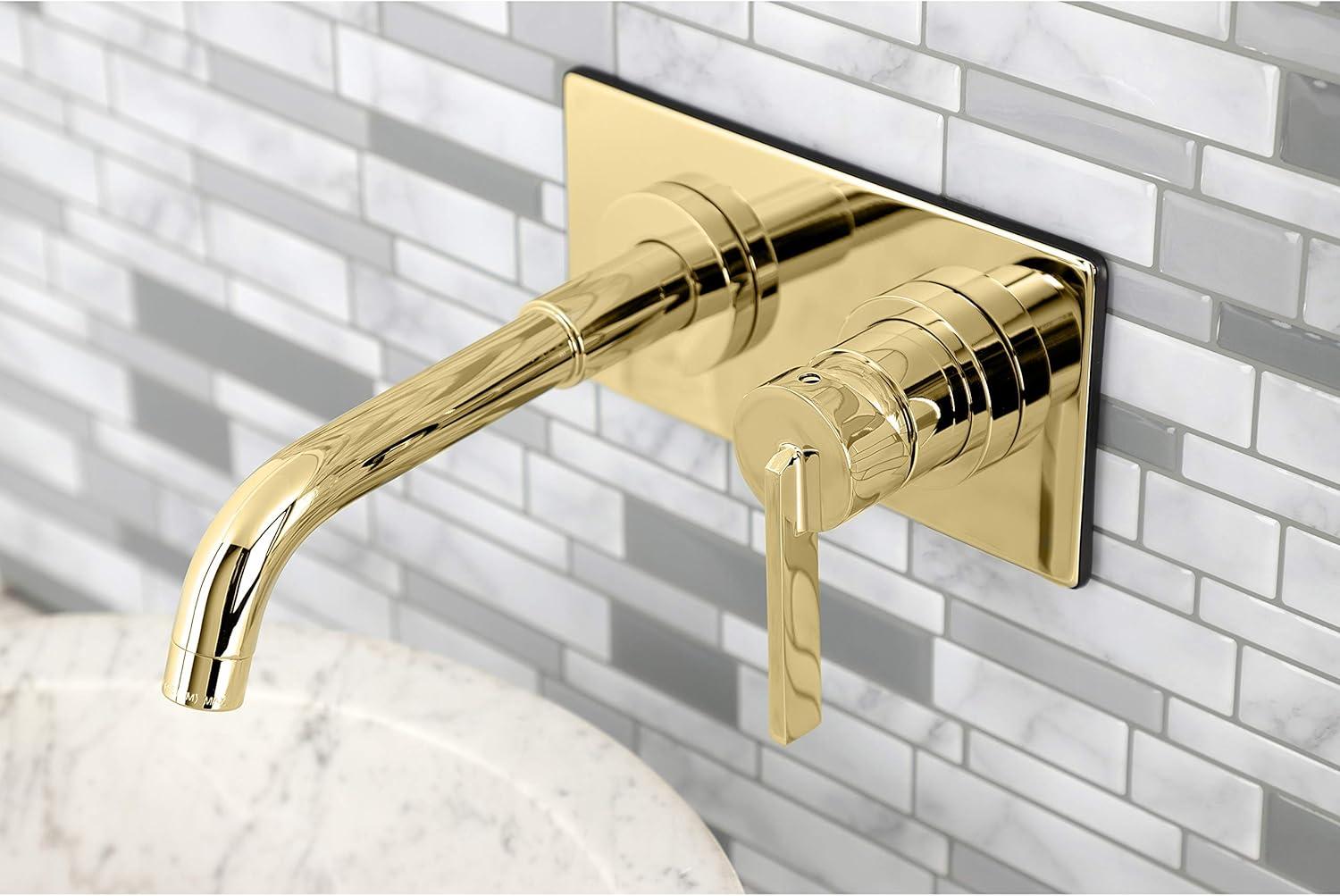 Kingston Brass KS8112CTL Single-Handle Wall Mount Bathroom Faucet, Polished Brass