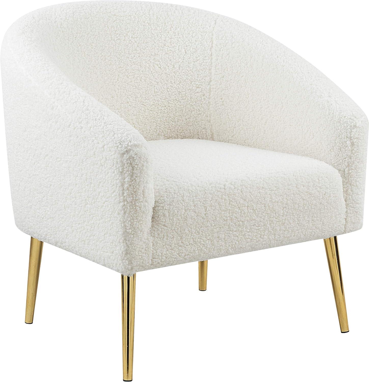 Meridian Furniture Barlow Faux Sheepskin Fur Accent Chair with Gold Legs