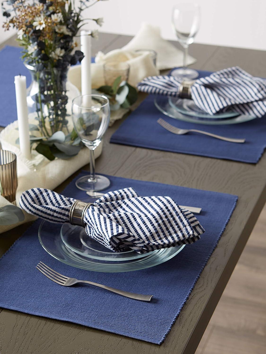 DII Modern Style Cotton Ribbed Placemat in French Blue (Set of 6)