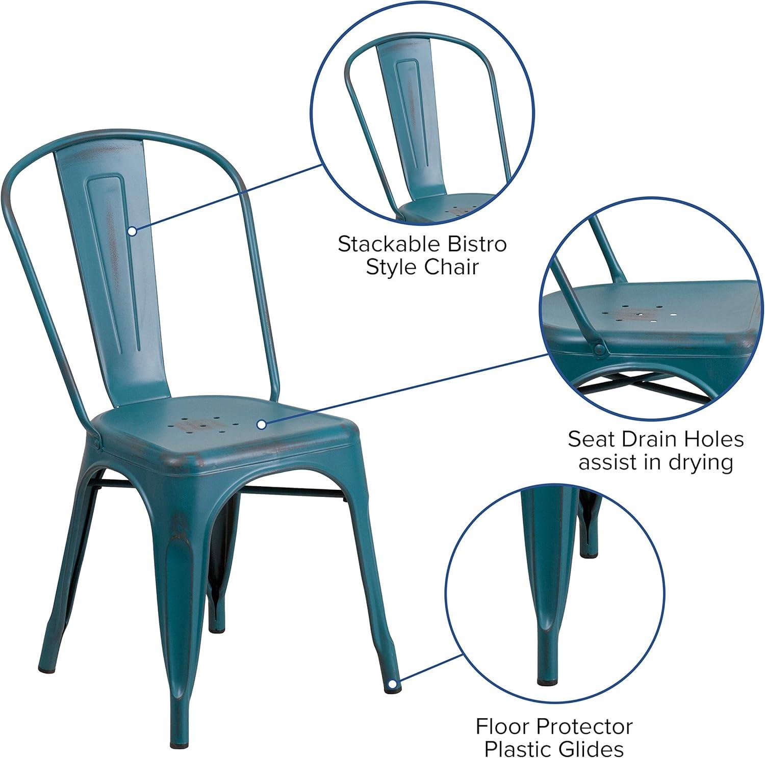 Flash Furniture Commercial Grade Distressed Metal Indoor-Outdoor Stackable Chair