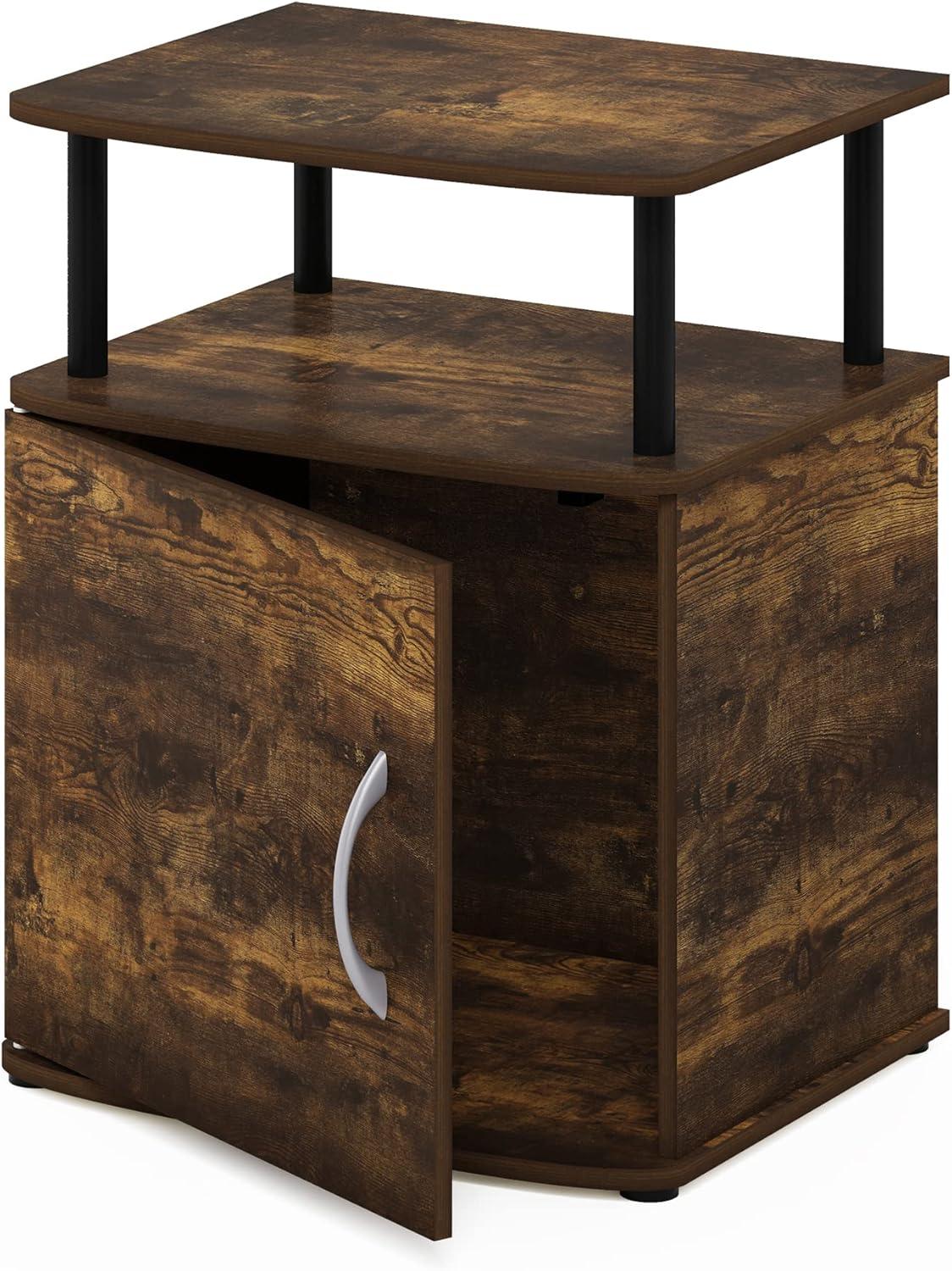 Amber Pine & Black Rectangular End Table with Storage