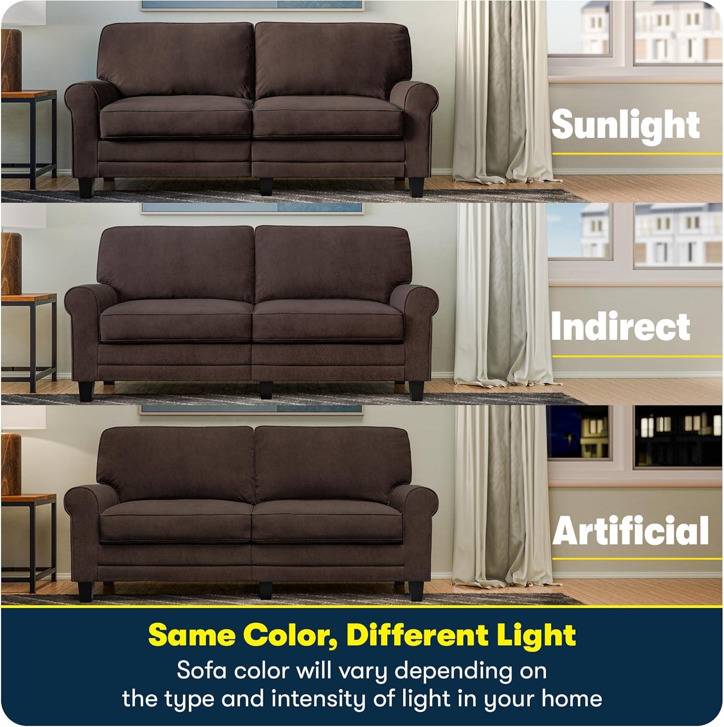 Serta Copenhagen 61" Rolled Arm Sofa, Easy Care Fabric, Soft Pillow Back, Pocket Coil Seat Cushions