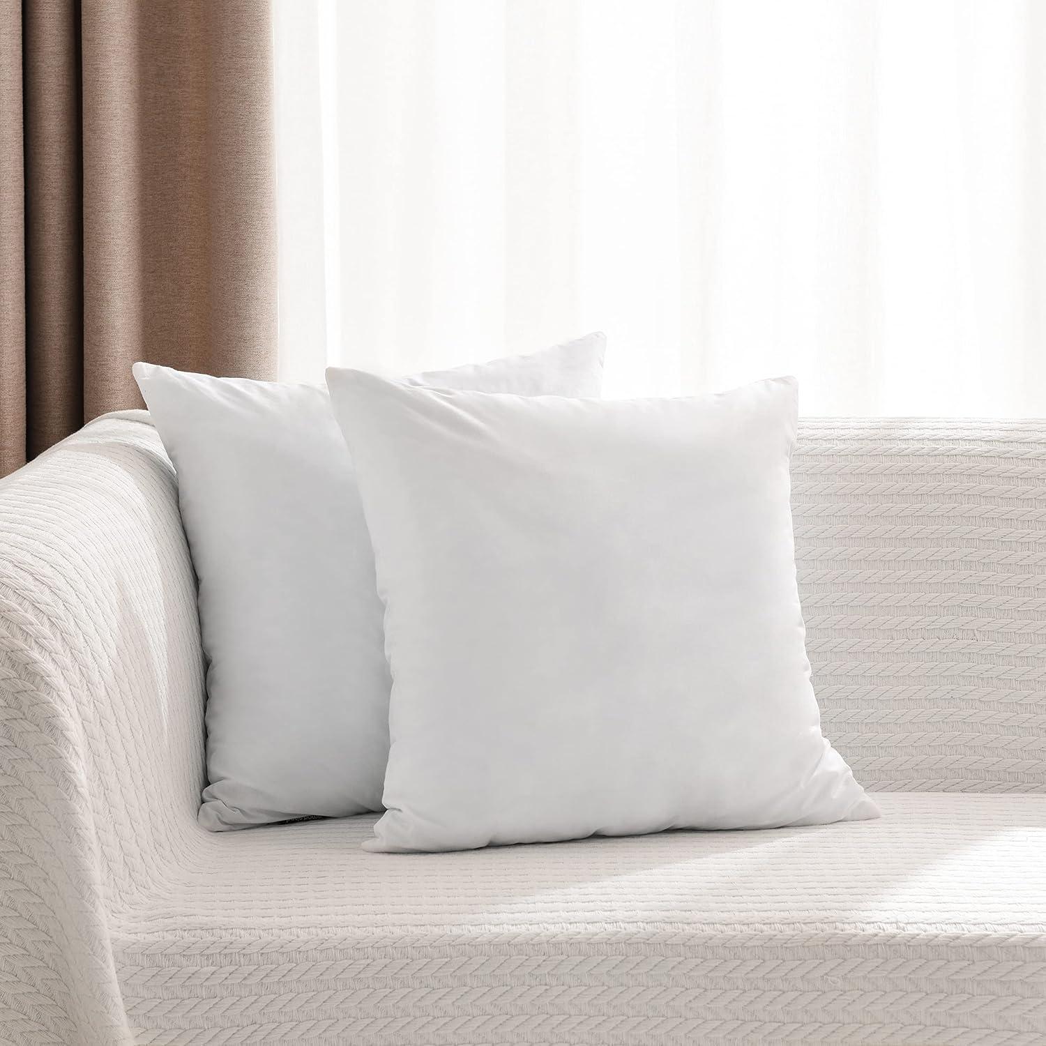 26x26 White Cotton Blend Throw Pillow Inserts, 2-Pack