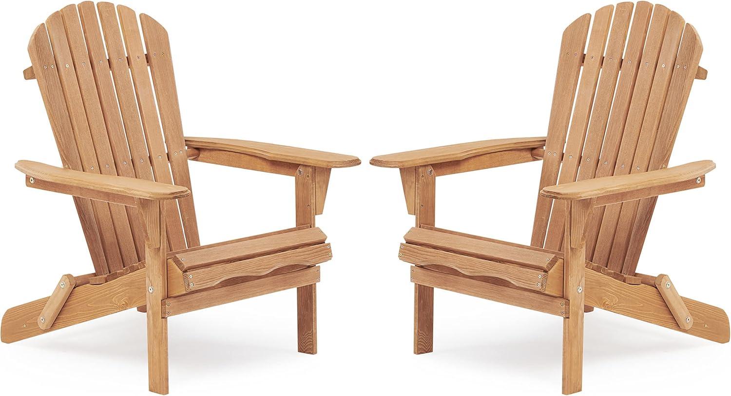 CLEARANCE! Wooden Outdoor Folding Adirondack Chair Set of 2 Wood Lounge Patio Chair for Garden,Garden, Lawn, Backyard, Deck, Pool Side, Fire Pit,Half Assembled,