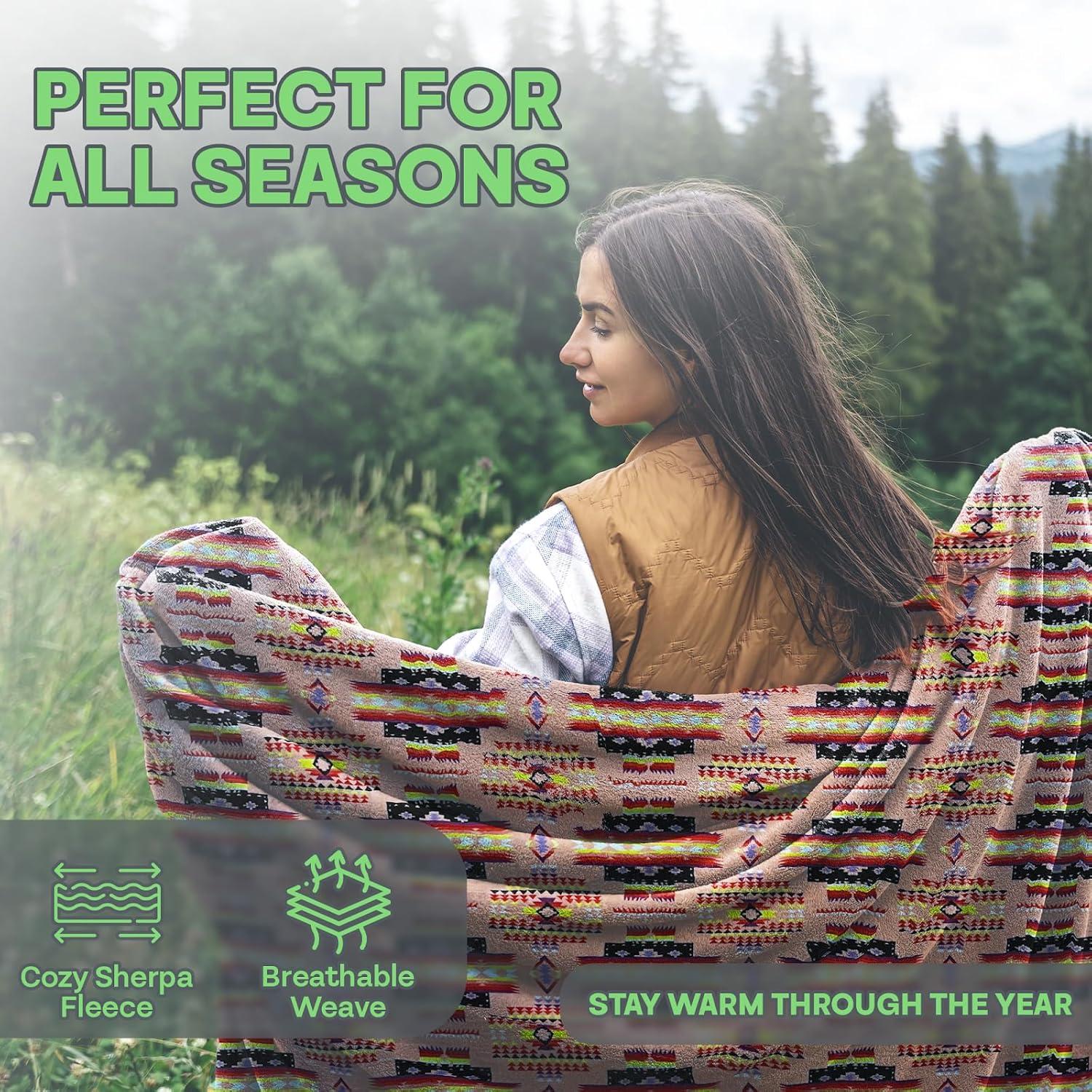 WW Sheets Luxuriously Cozy, Super Warm & Soft Aztec Bed Blanket, Southwestern Style Throw Blanket