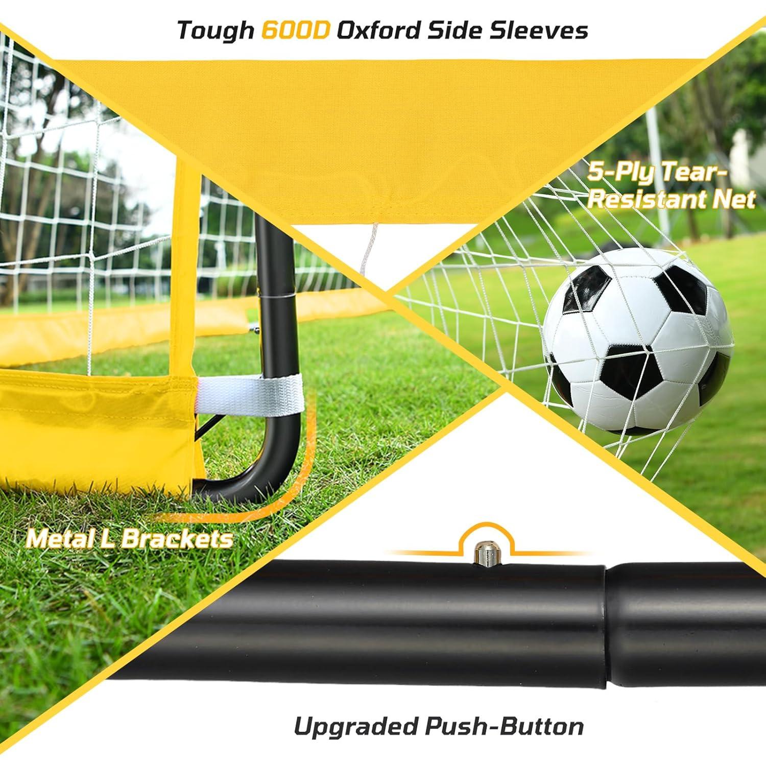 HAOKELBALL Soccer Goal with Agility Ladder and 12 Soccer Cones 12x6 ft Soccer Net for Backyard Quick Setup Portable Soccer Goals with Upgraded Goal Posts and Carry Bag