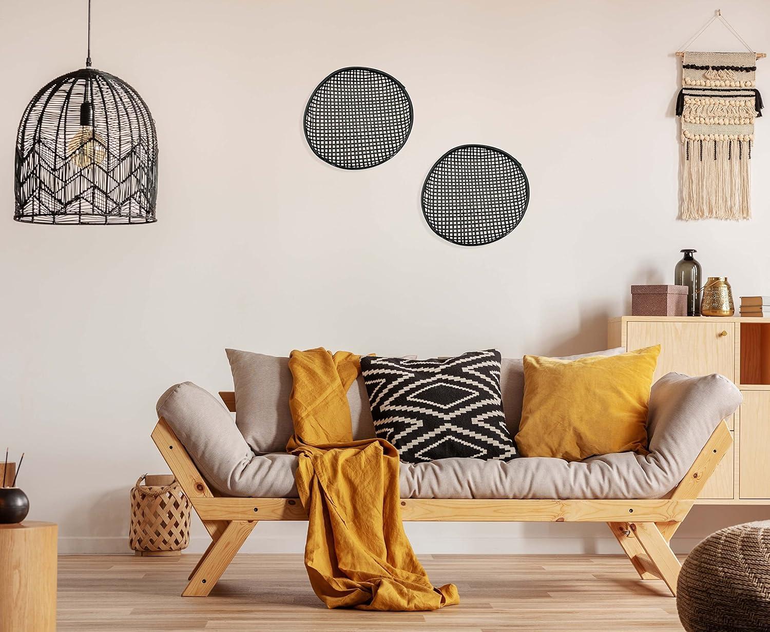 AuldHome Design Black Boho Wall Baskets 2pk; Wall Decor Baskets