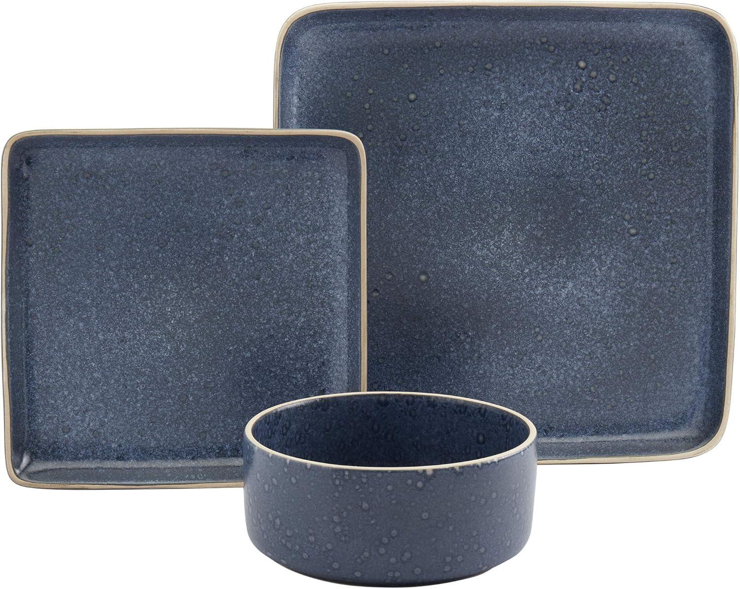 Madison Blue Square Ceramic Dinnerware Set, Service for 4