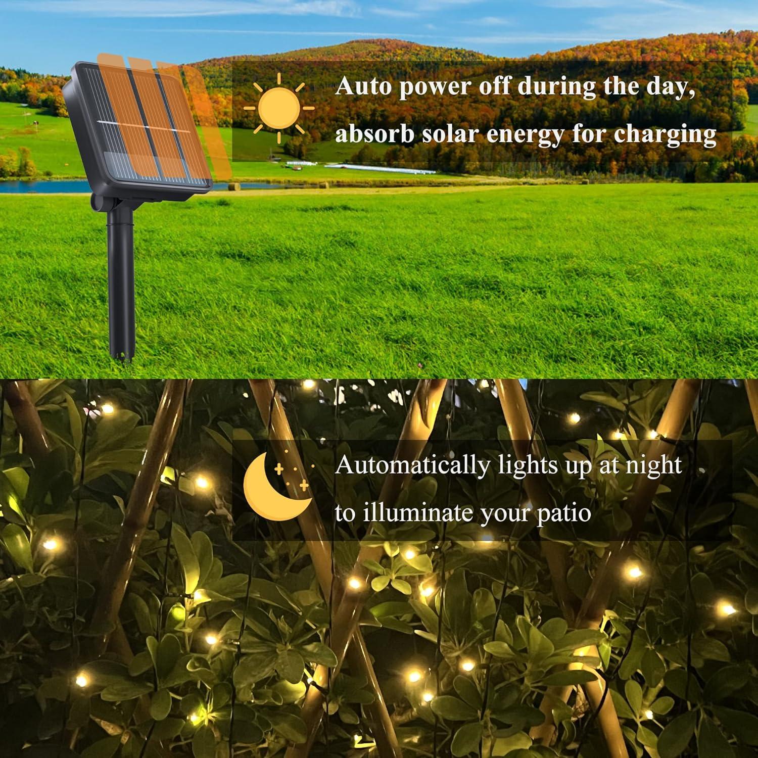 Warm White Solar Powered LED Christmas Tree Lights