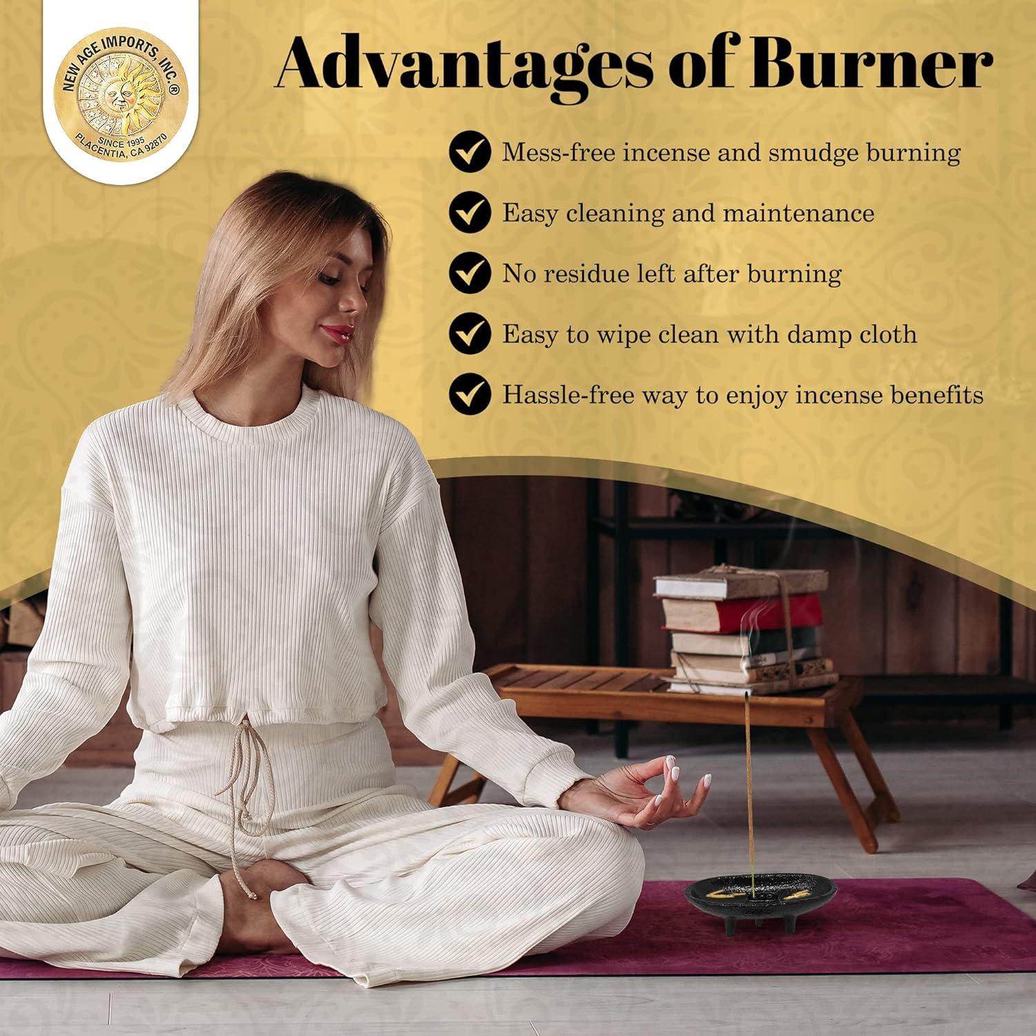 Cast Iron Incense Burner 4x2 Inch - Ideal for Smudging, Incense Burning, Rituals, Decoration